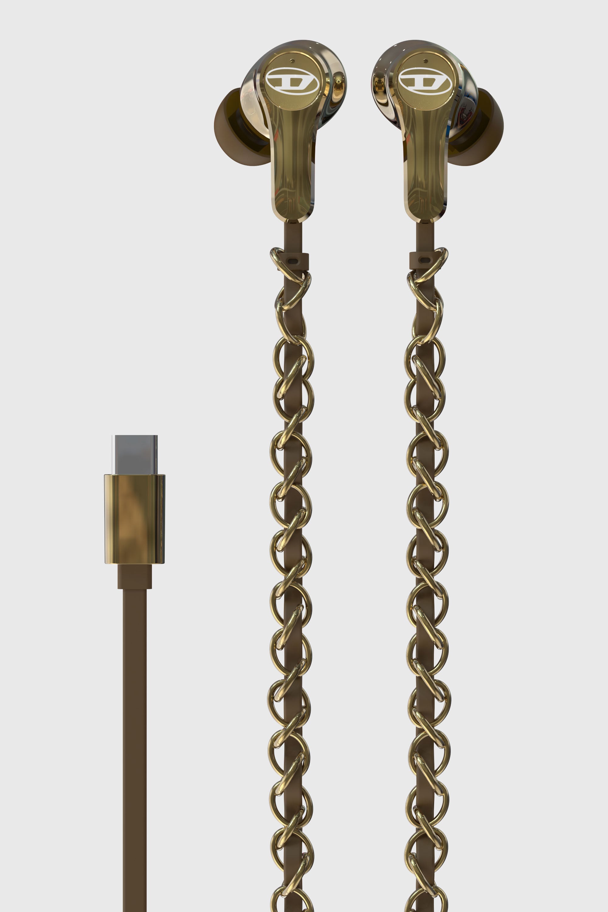 Diesel - 60689  WIRED EARBUDS WIRED EARBUDS, Unisex's Gold wired earbuds and charms in Gold - 3