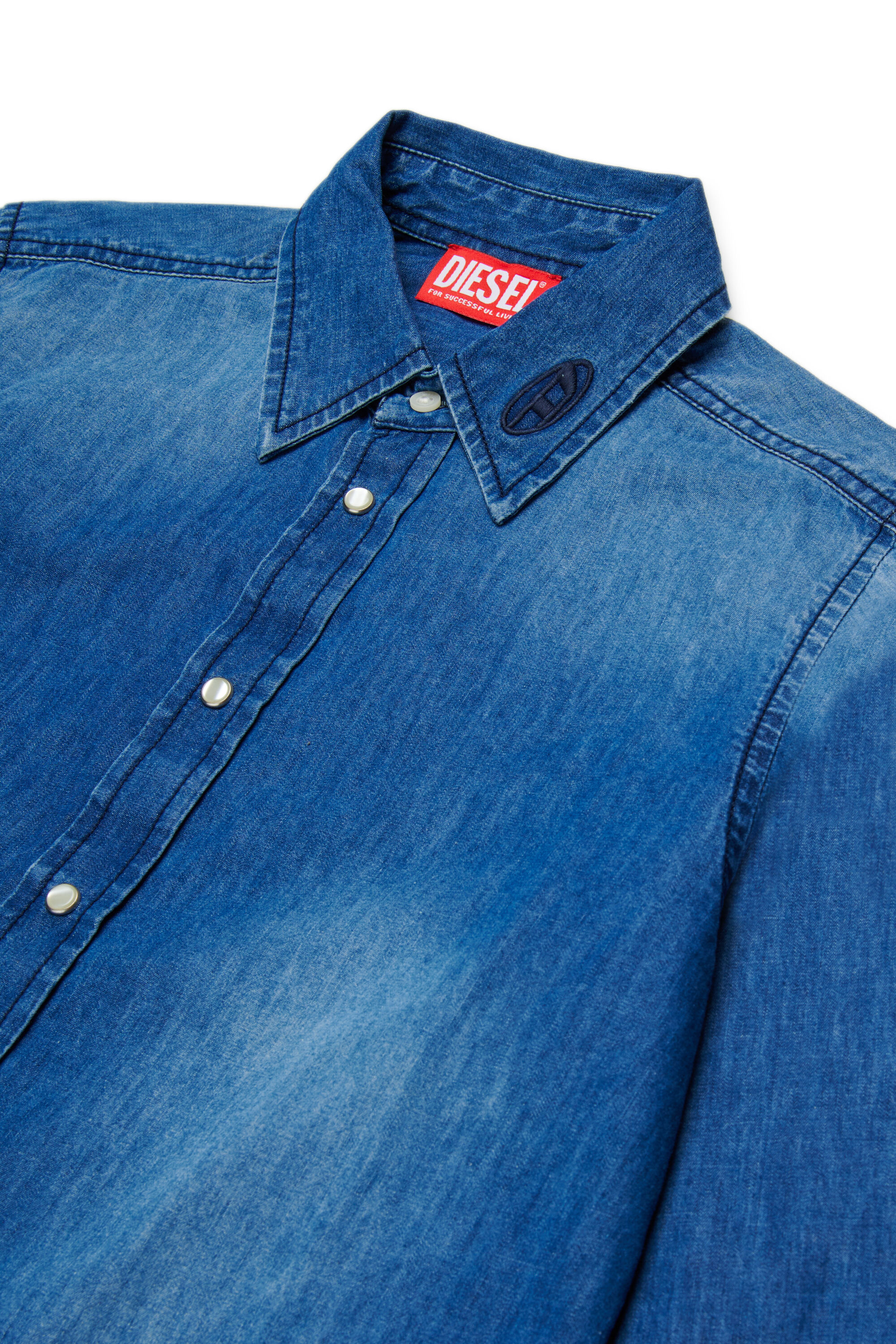 Diesel - CSIMPLY-OVER, Man's Denim shirt with Oval D embroidery in Medium blue - 3
