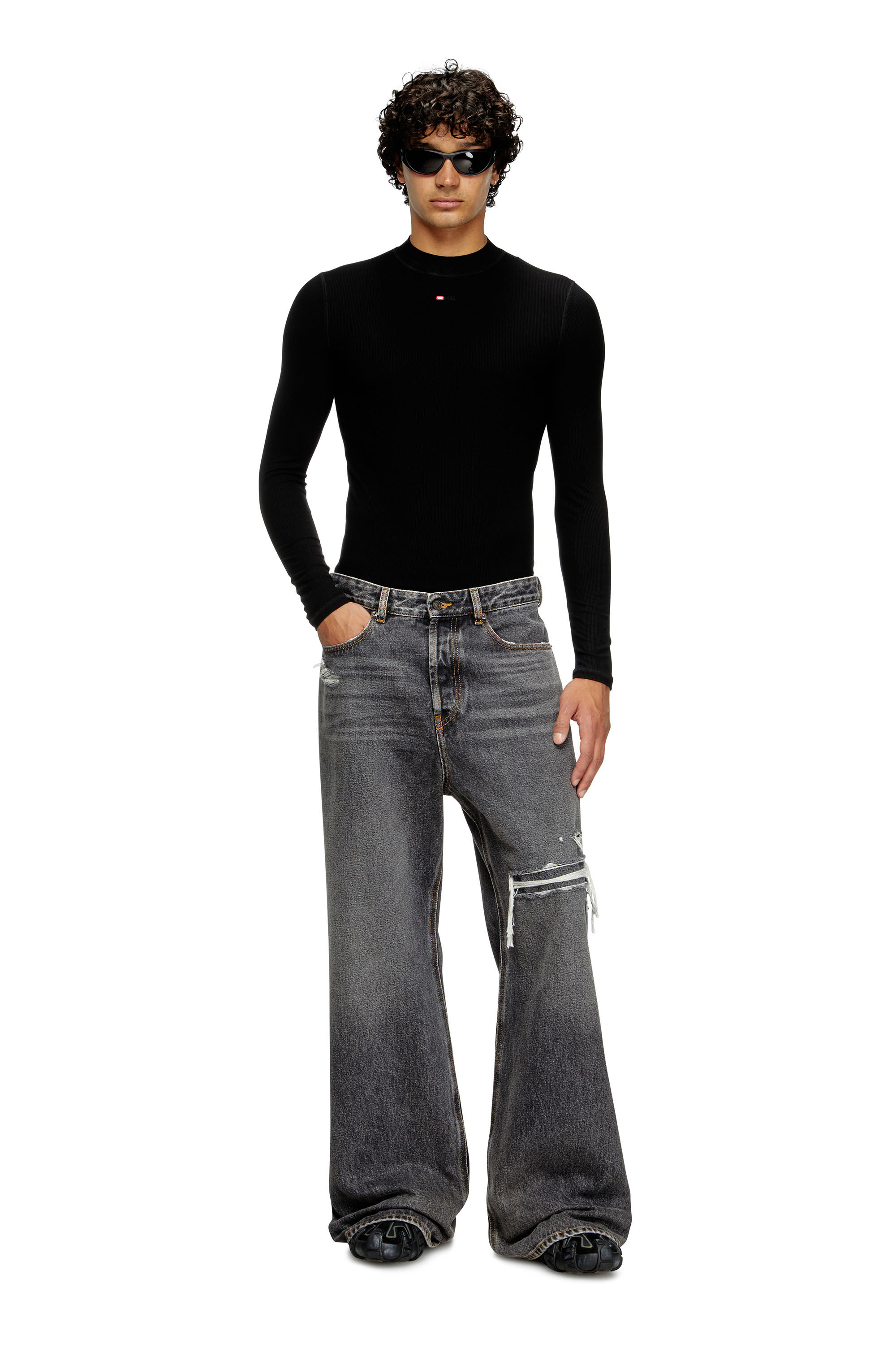 愛用 D-RISE Man: Oversized Regular Black/Dark grey Jeans | Diesel パンツ