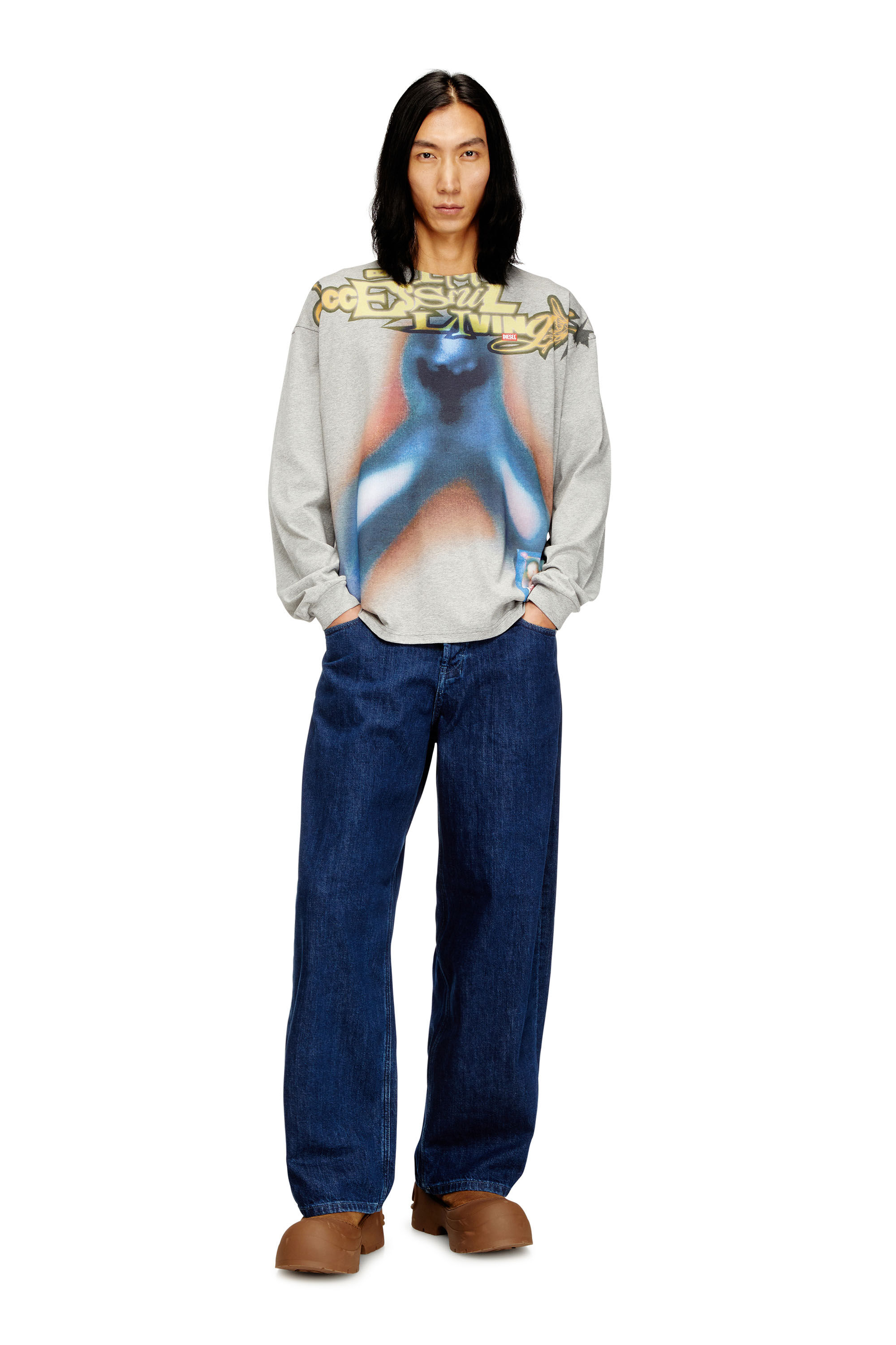 Diesel - T-BOXT-LS-V1, Man's Cotton T-shirt with digital print in Multicolor - 1