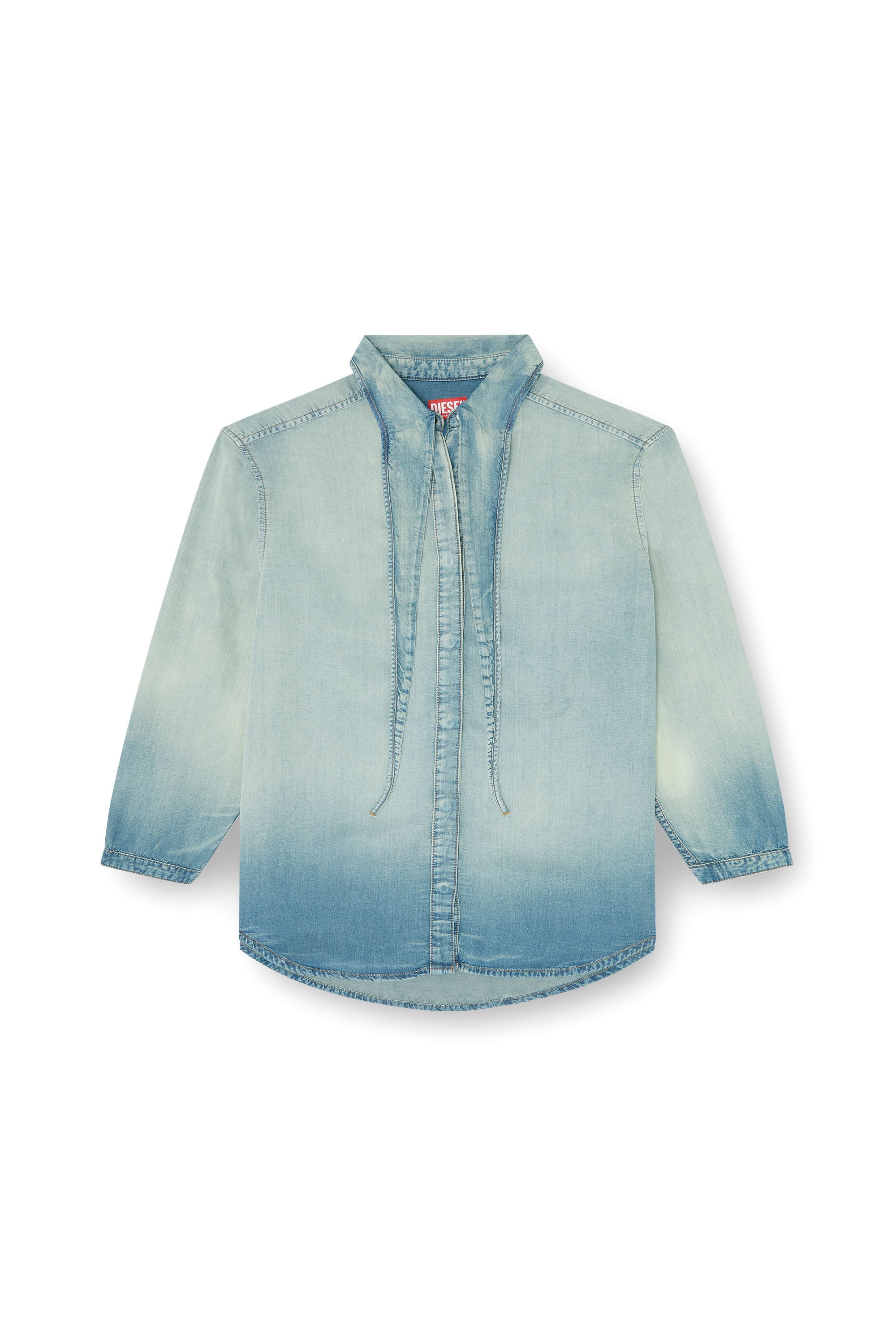 Diesel - DE-ARVEN-S1, Woman's Shirt in marbled fluid denim in Light Blue - 2
