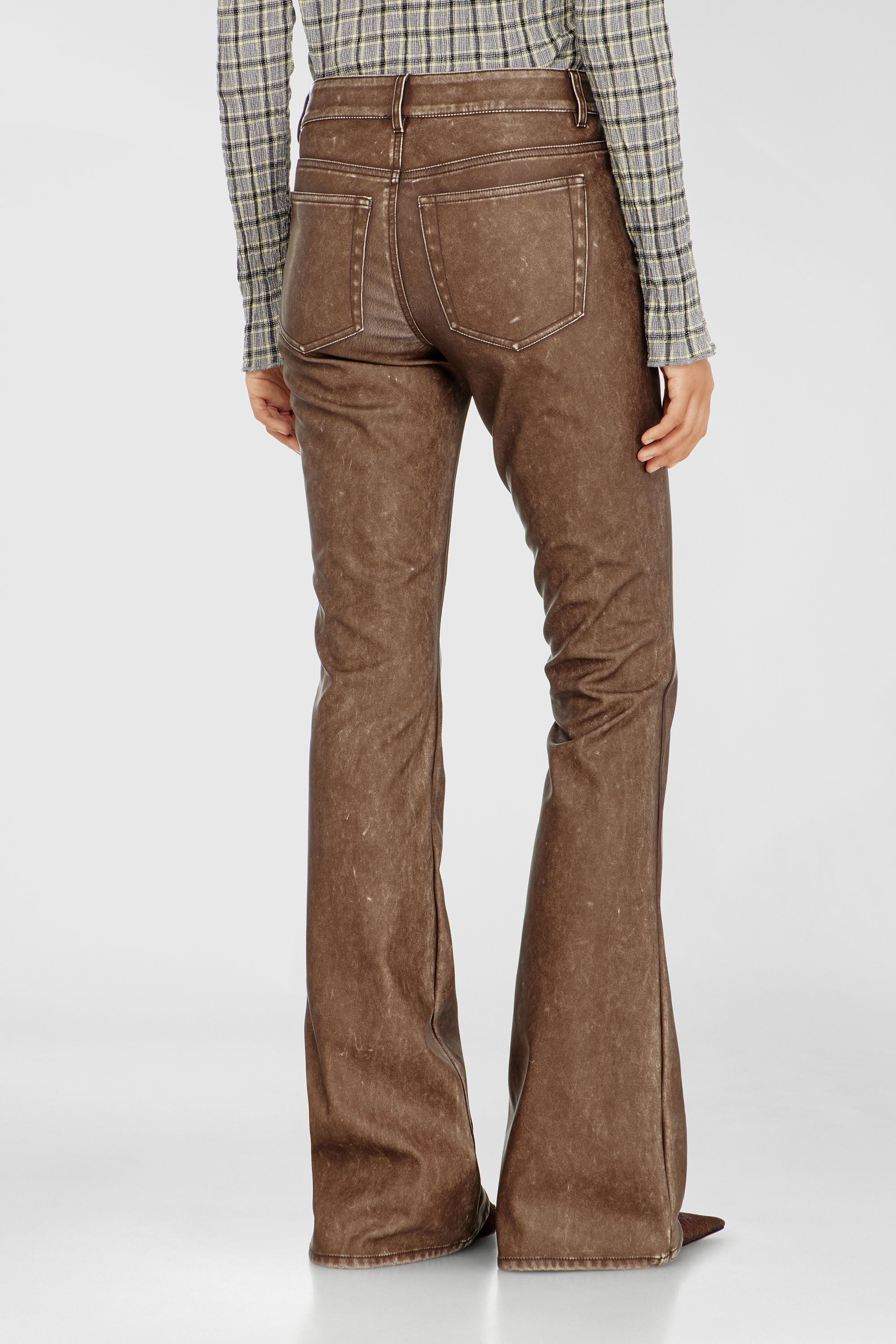 Diesel - P-STELLAR-S1, Woman's Bootcut pants in treated coated fabric in Brown - 4