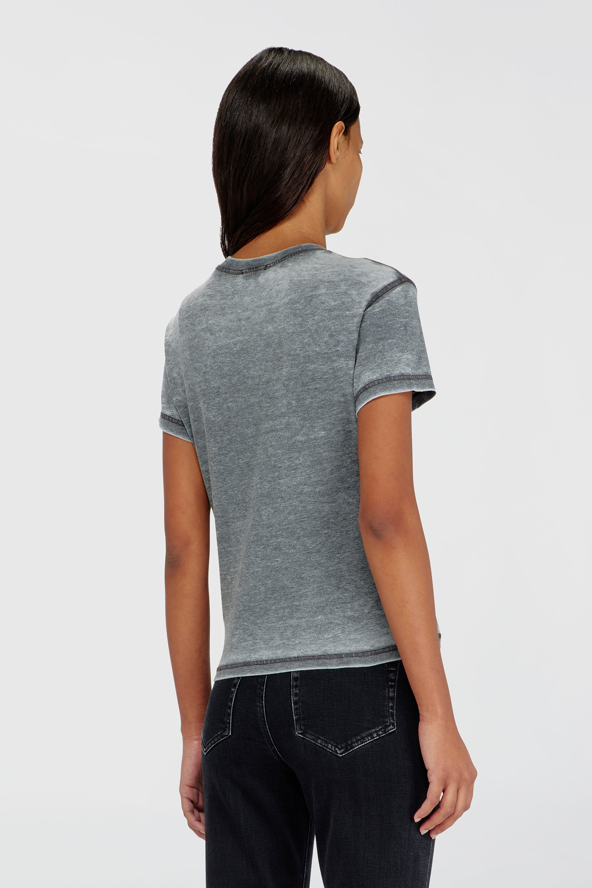 Diesel - T-ILA-AA1, Woman's Jersey t-shirt with rhinestones and burnout effect in Grey - 4