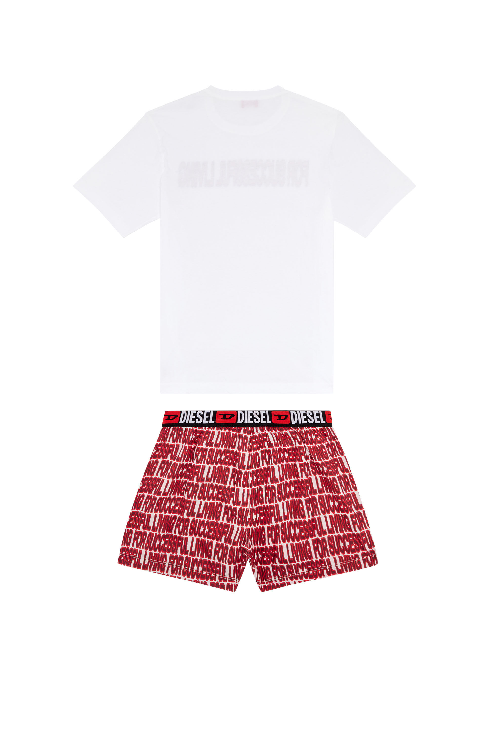 Diesel - UMKIT-JUST-STARK-EL, Man's For Successful Living pyjama set in White/Red - 2