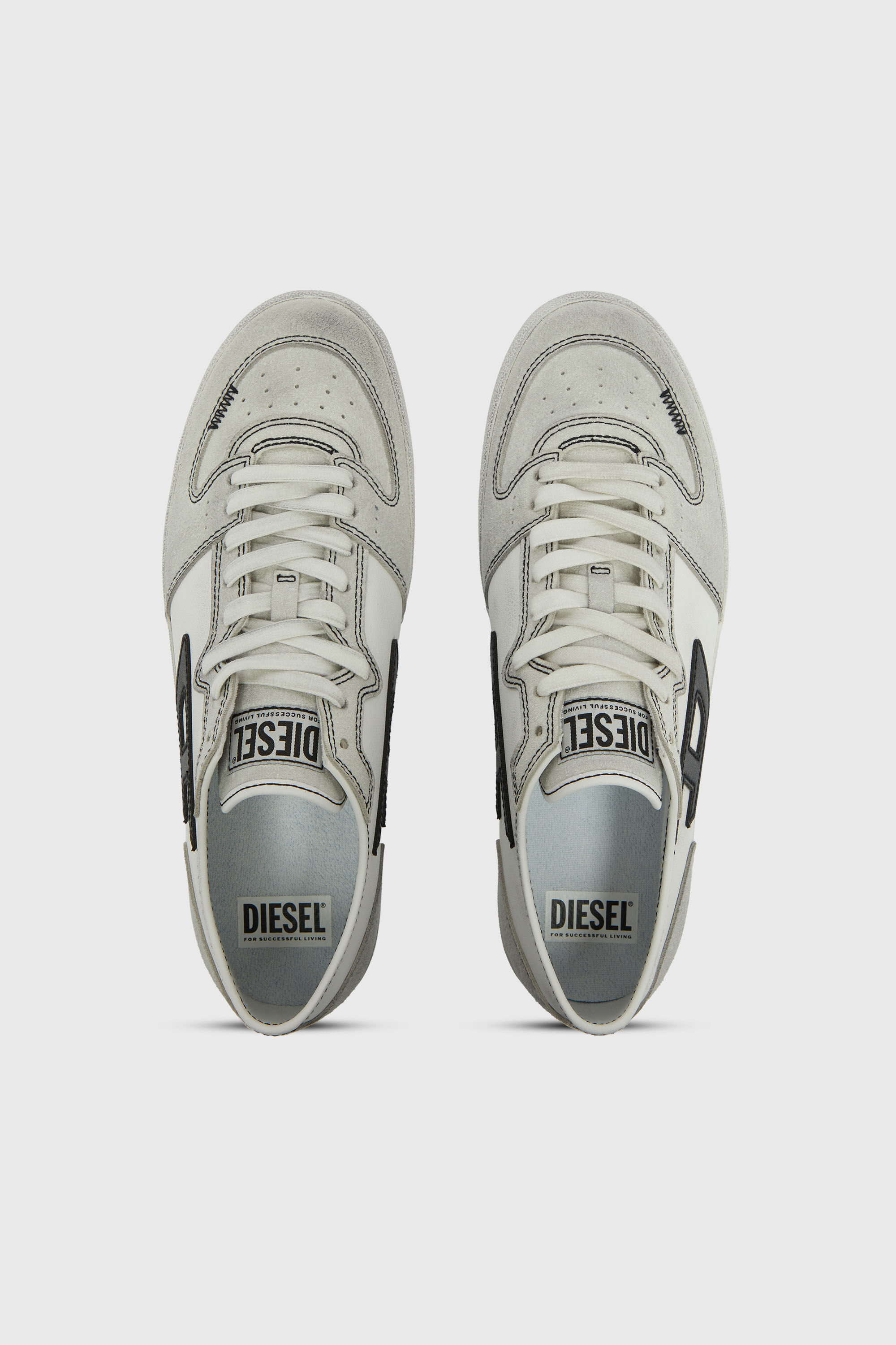 Diesel - S-LEROJI D-2 LOW, Man's S-Leroji-Panelled sneakers with D logo in White - 4