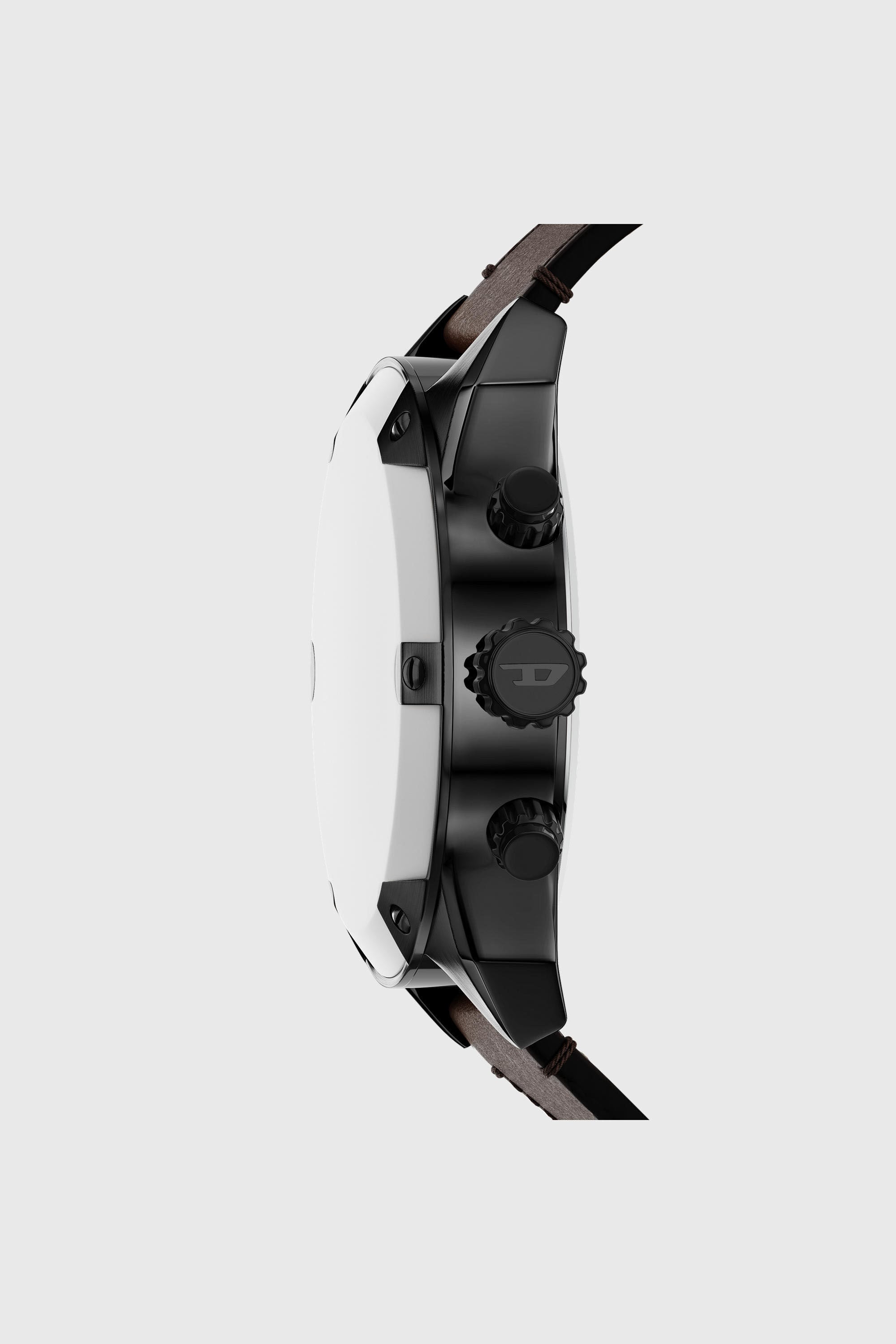 Diesel - DZ4735 WATCH, Man's Spiked brown leather watch in Brown - 2