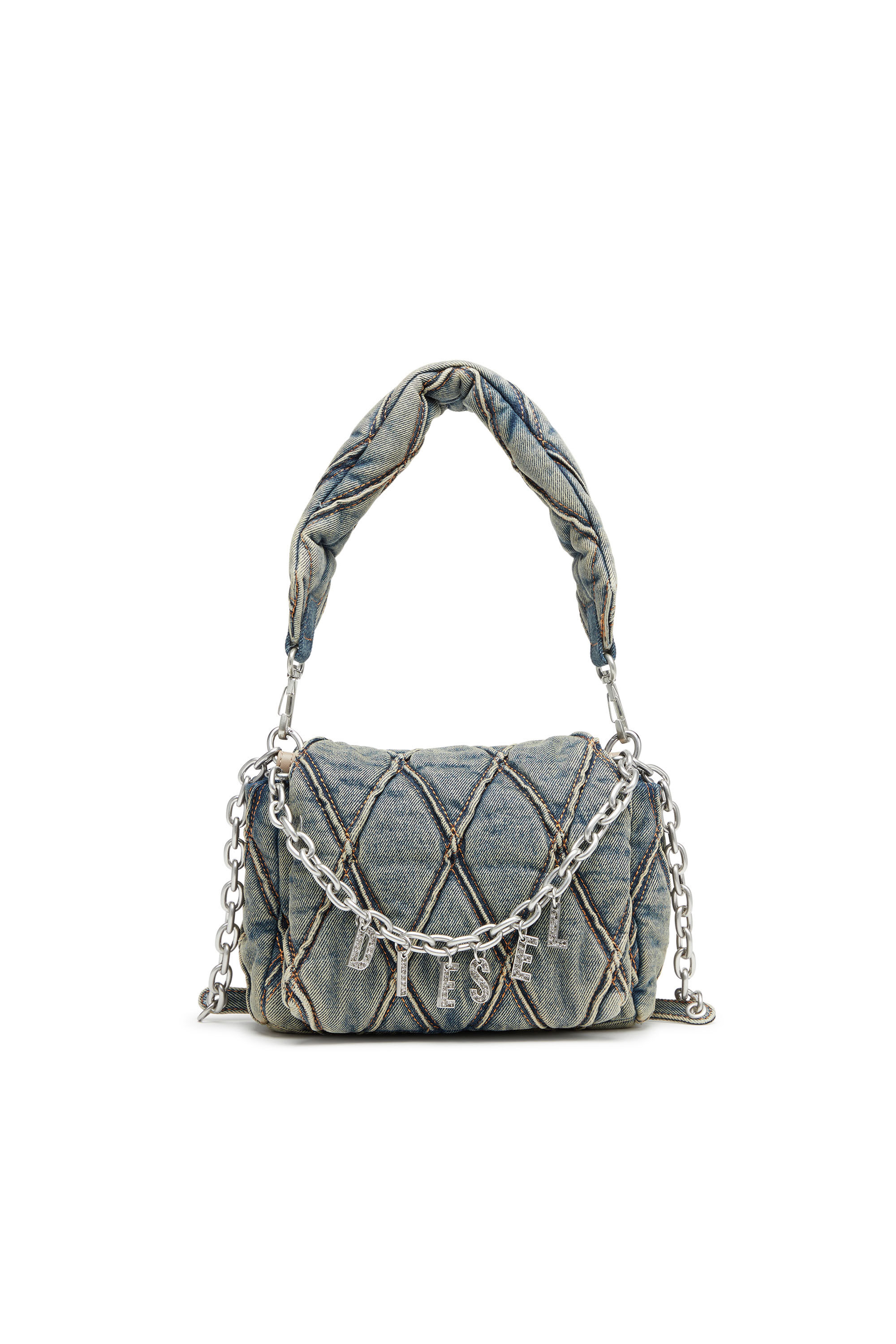 バッグ dama Women's Charm-D S-Small handbag in quilted denim | Blue | Diesel
