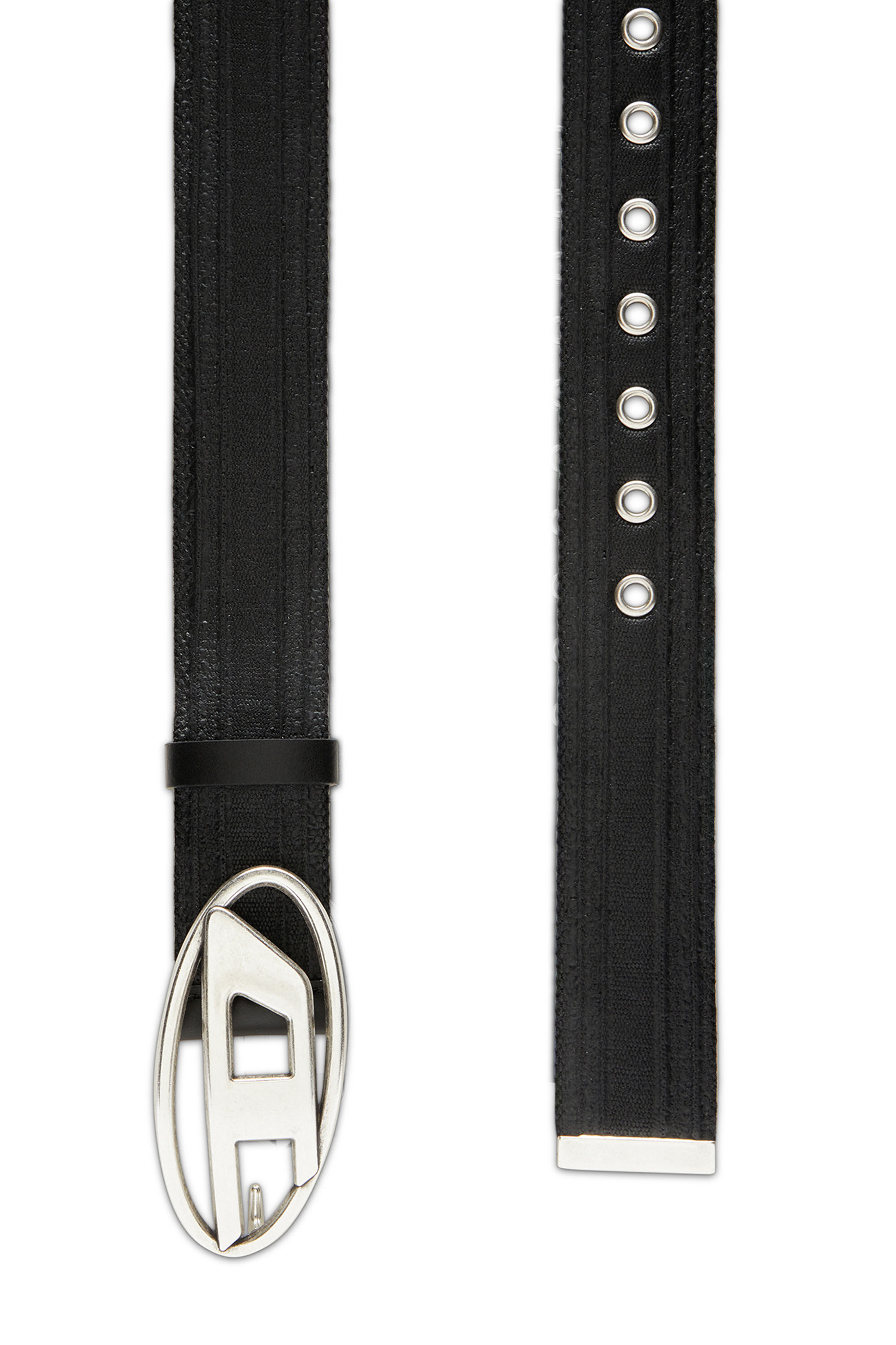 【Diesel】ブラック B-1dr ストラス ベルト Men's Leather belt metal logo insert | Diesel B-1DR SCRATCH END