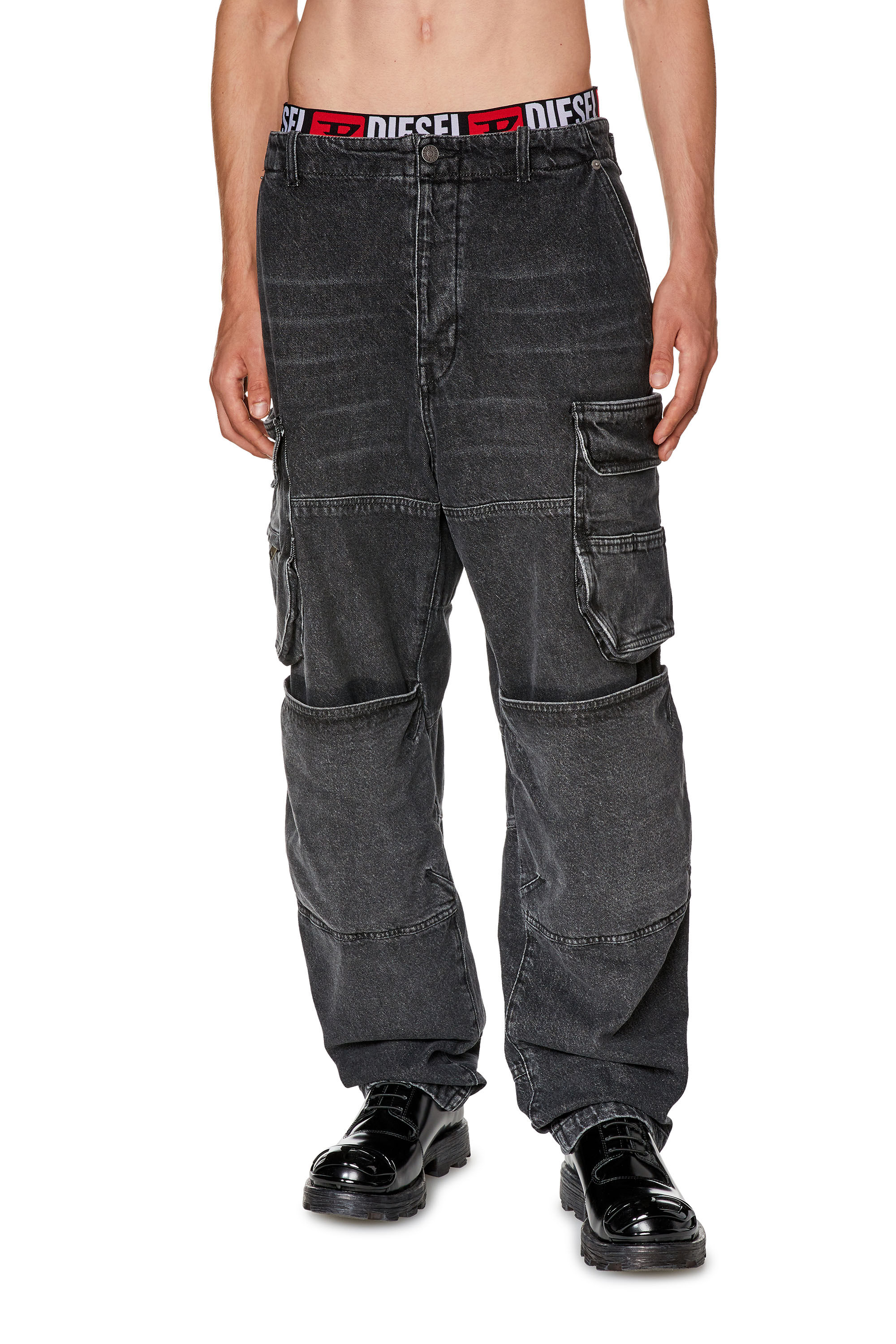 Diesel - Straight Jeans D-Fish 0HLAA, Black/Dark grey - Image 3