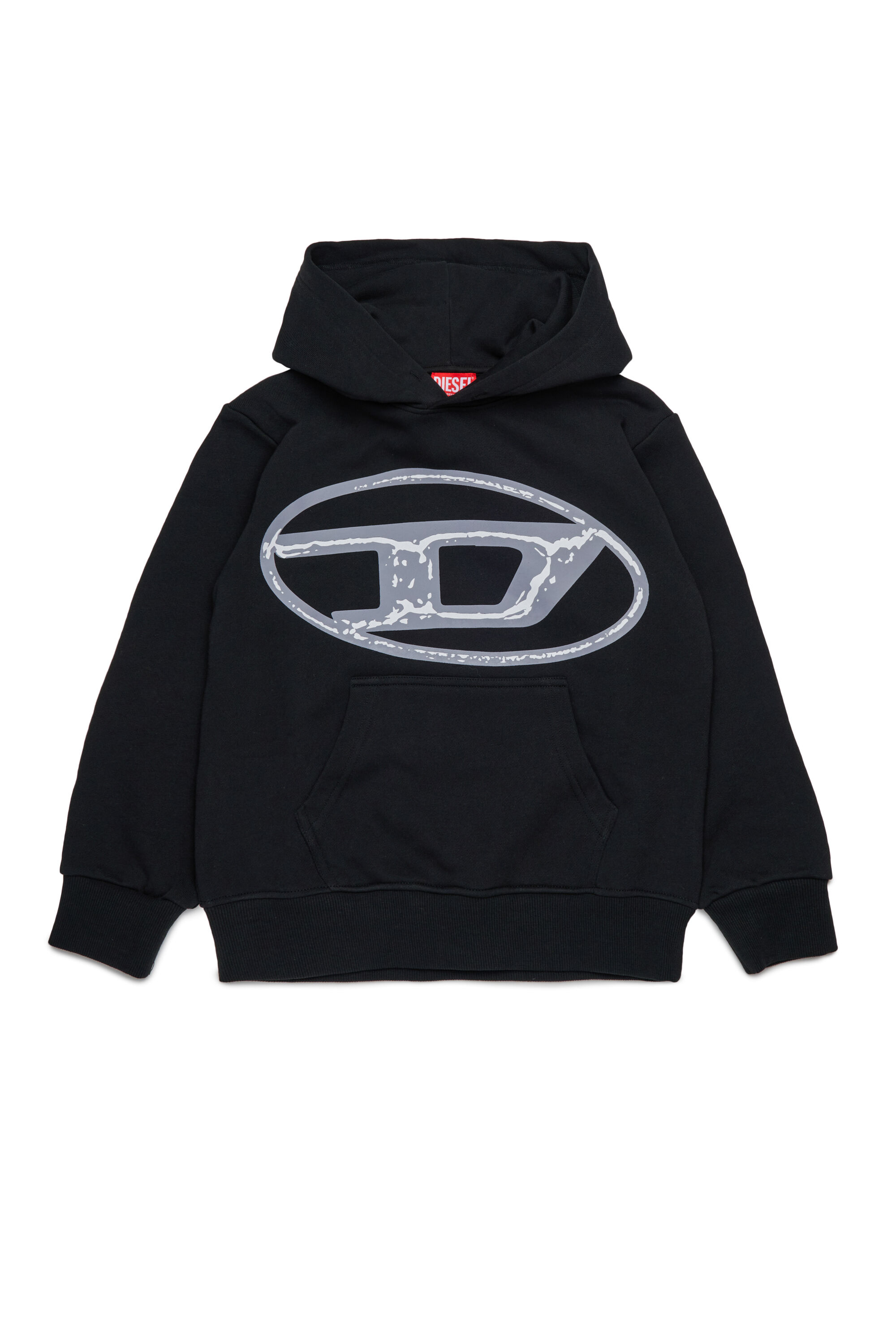 Diesel - SBONNIEHOOD OVER, Man's Cotton hoodie with Oval D logo in Black - 1
