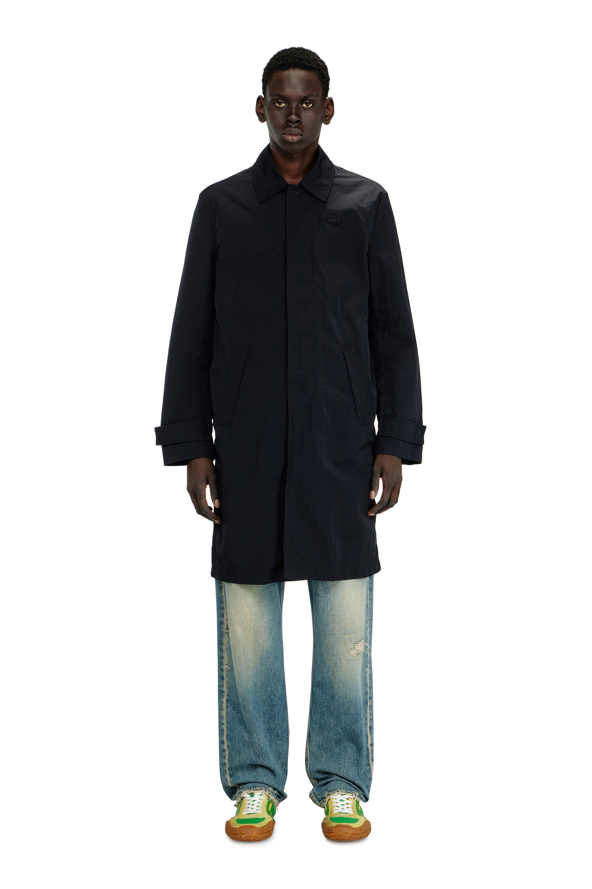 Diesel - J-BURHAT, Man's Nylon coat with shiny crinkle finish in Black - 3