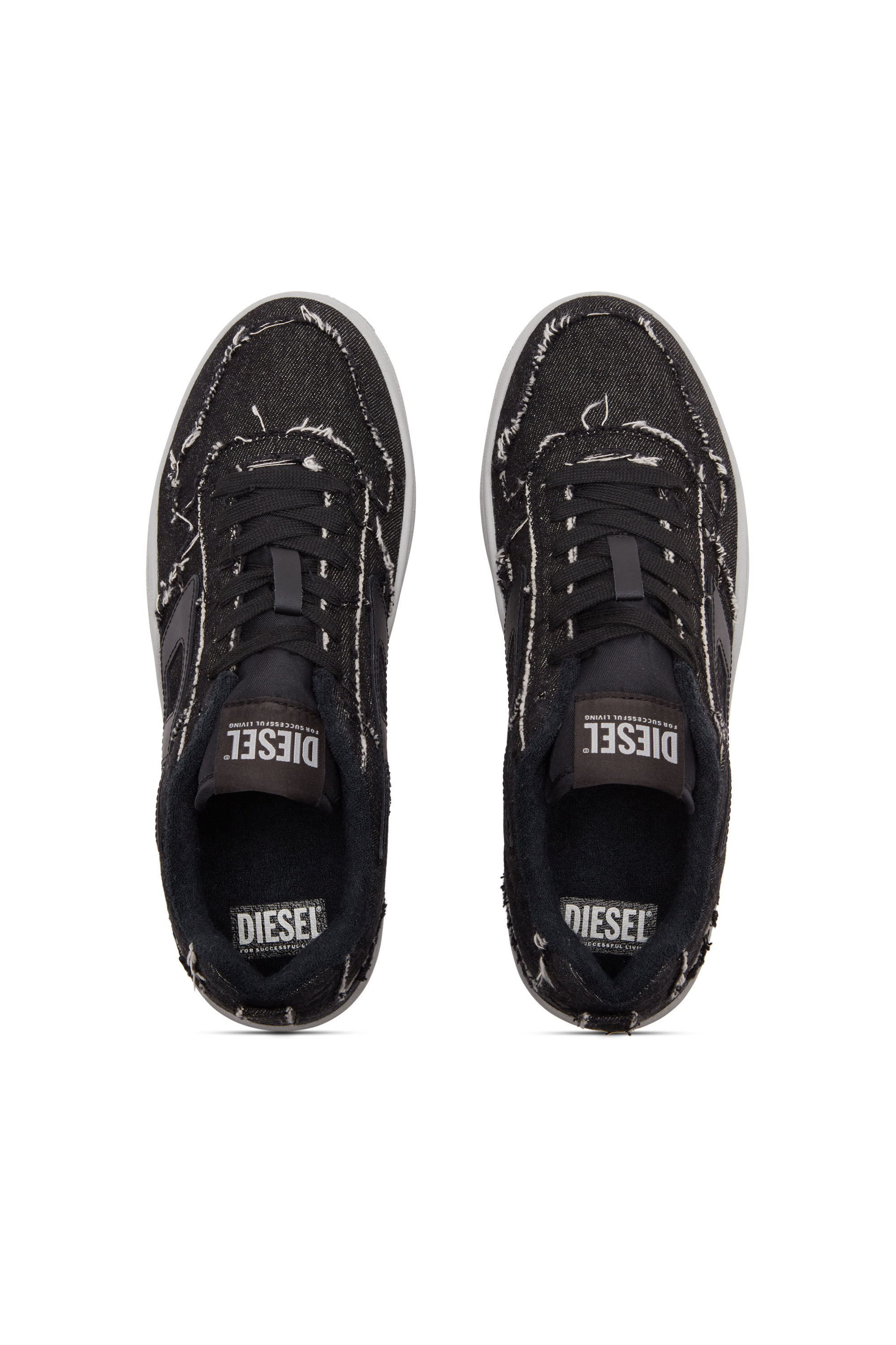 Men's S-Ukiyo Low-Low-top sneakers in frayed denim | Black | Diesel