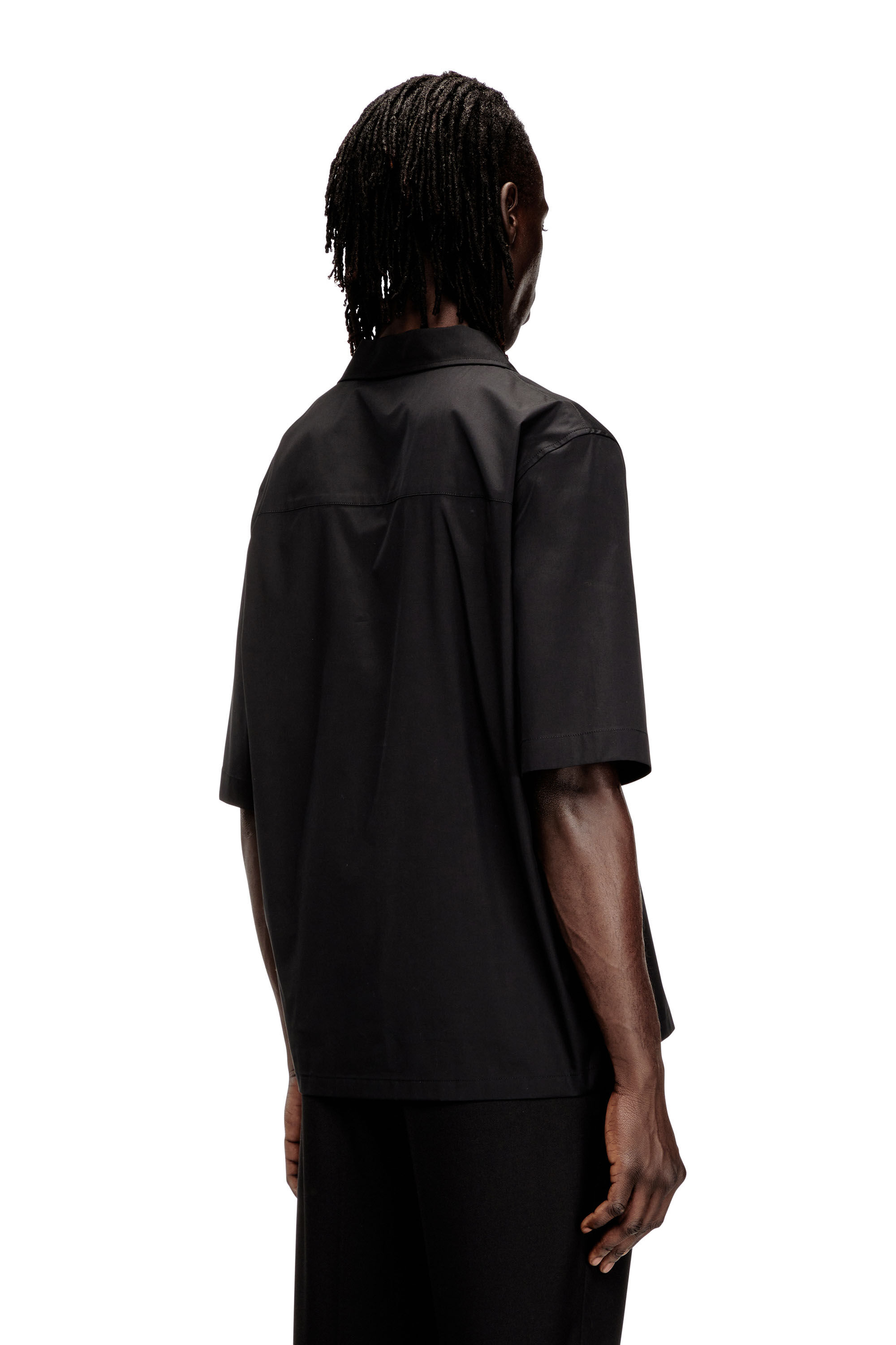 Diesel - S-MAC-GSBH, Man's Stretch poplin shirt with Oval D embroidery in Black - 4