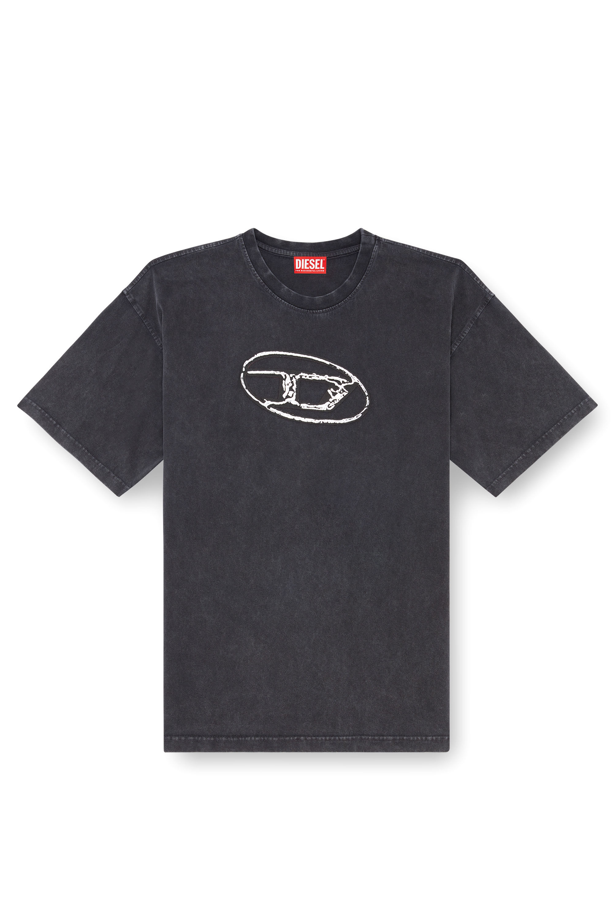 ★ドイツ発*DIESEL*新作*Oval D Tシャツ/FADED★ Men's Faded T-shirt with Oval D print | Black | Diesel