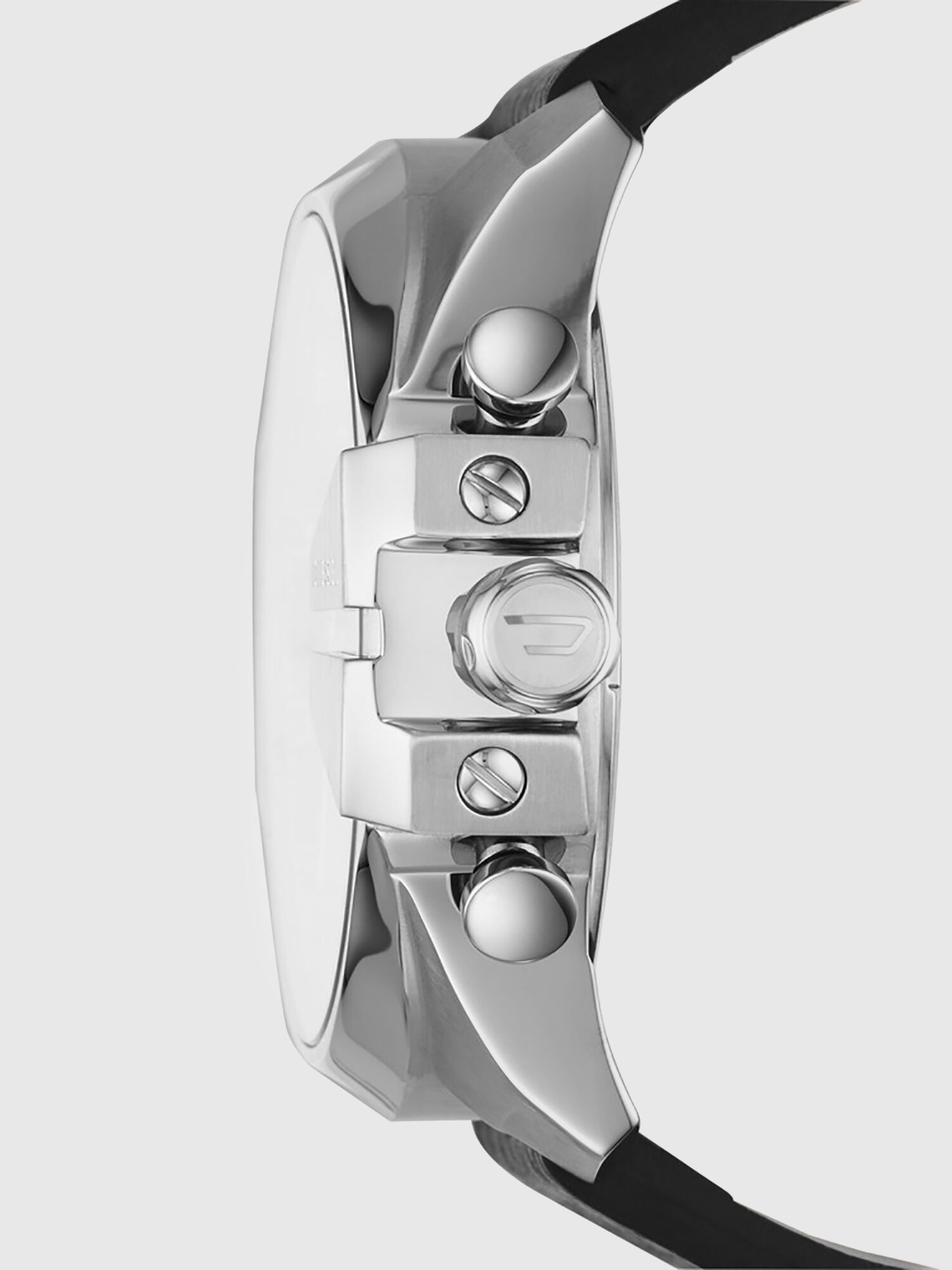 Diesel - DZ4423, Man's Mega Chief black leather watch with diesel tag, 51 mm in Black - 2