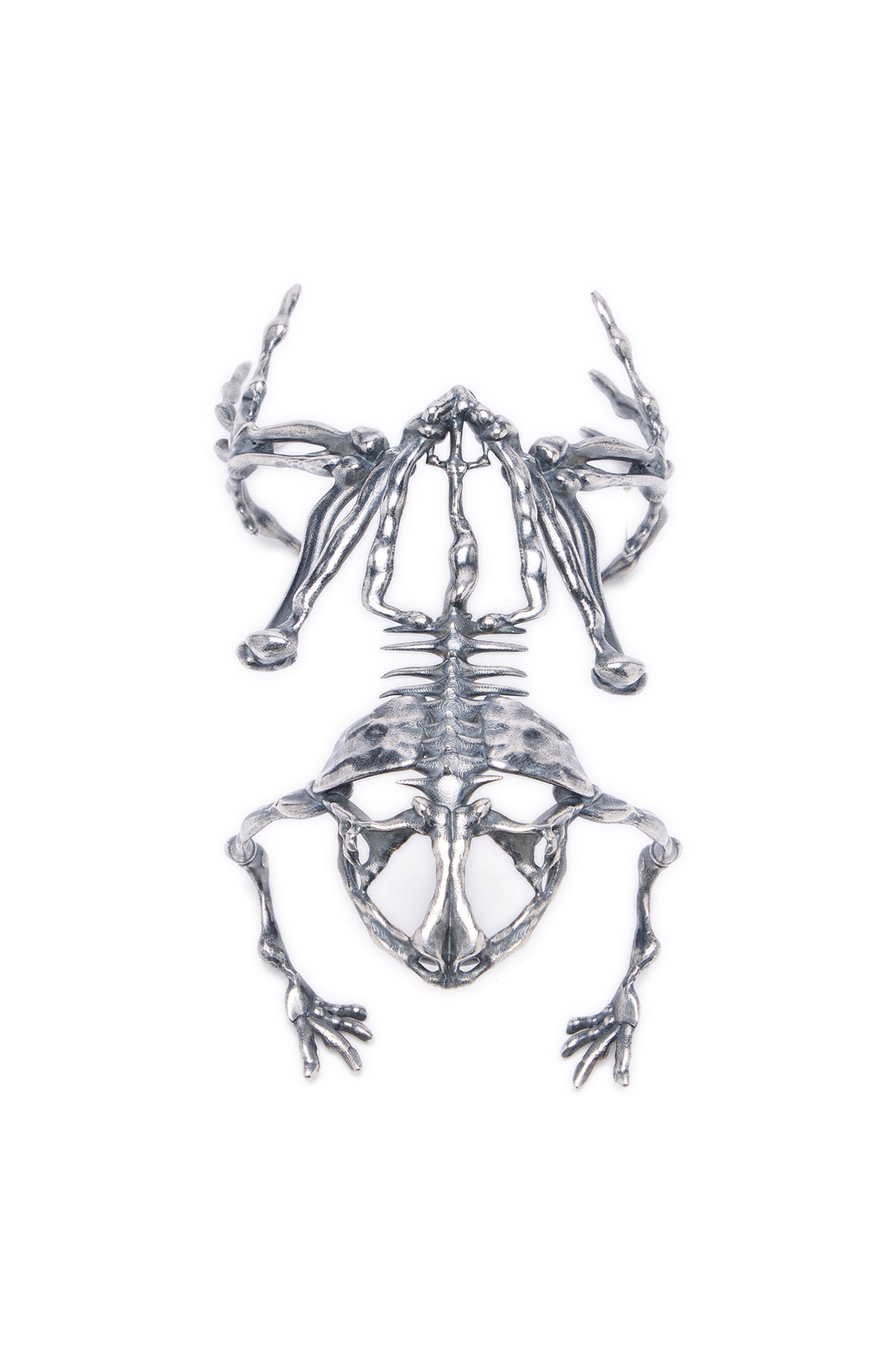 Diesel - CUFF FROG, Woman's Skeleton-effect metal bracelet in Silver - 3