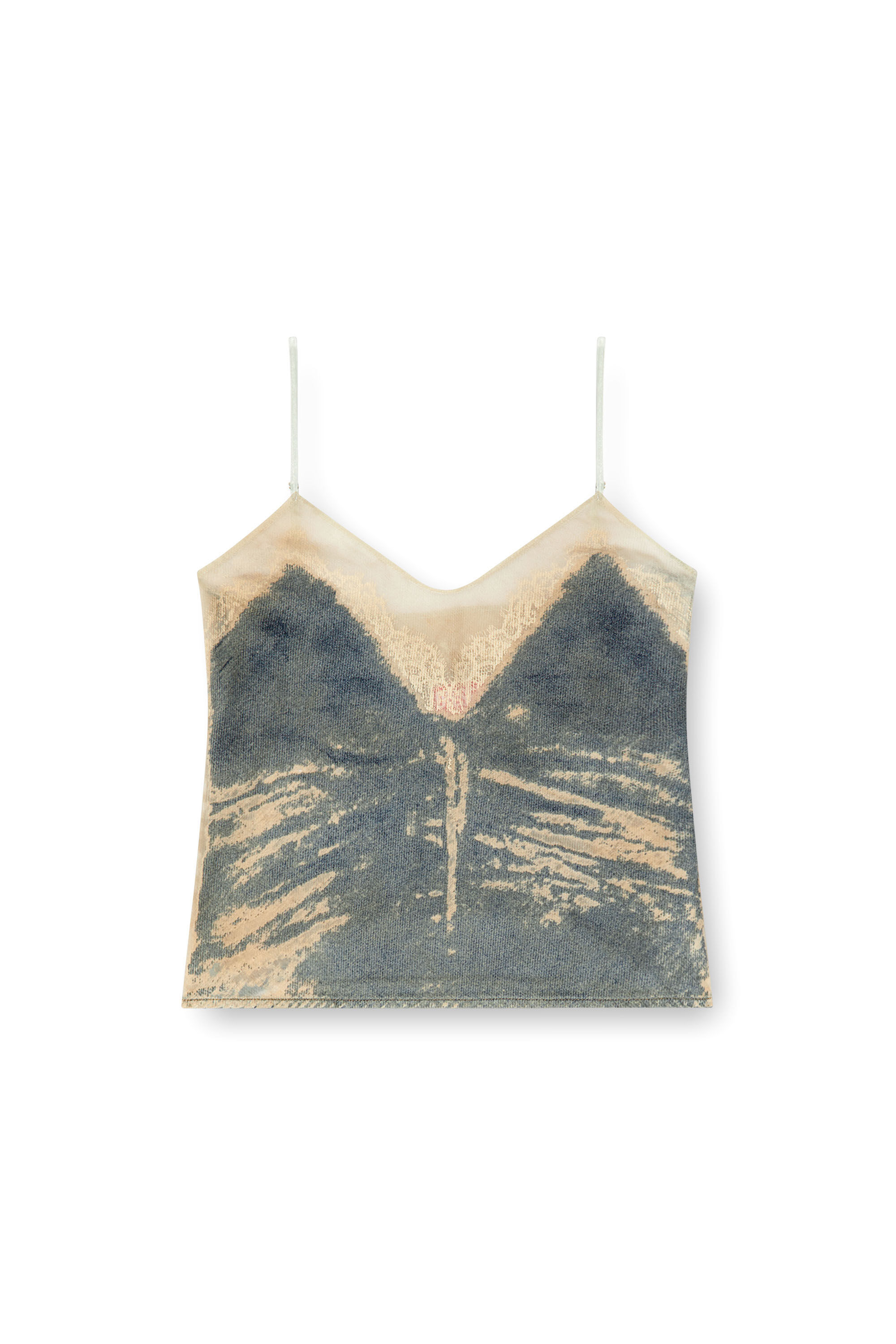 Diesel - DE-TRE-FSF, Woman's Strappy top in floating devoré denim in Dark Blue - 2