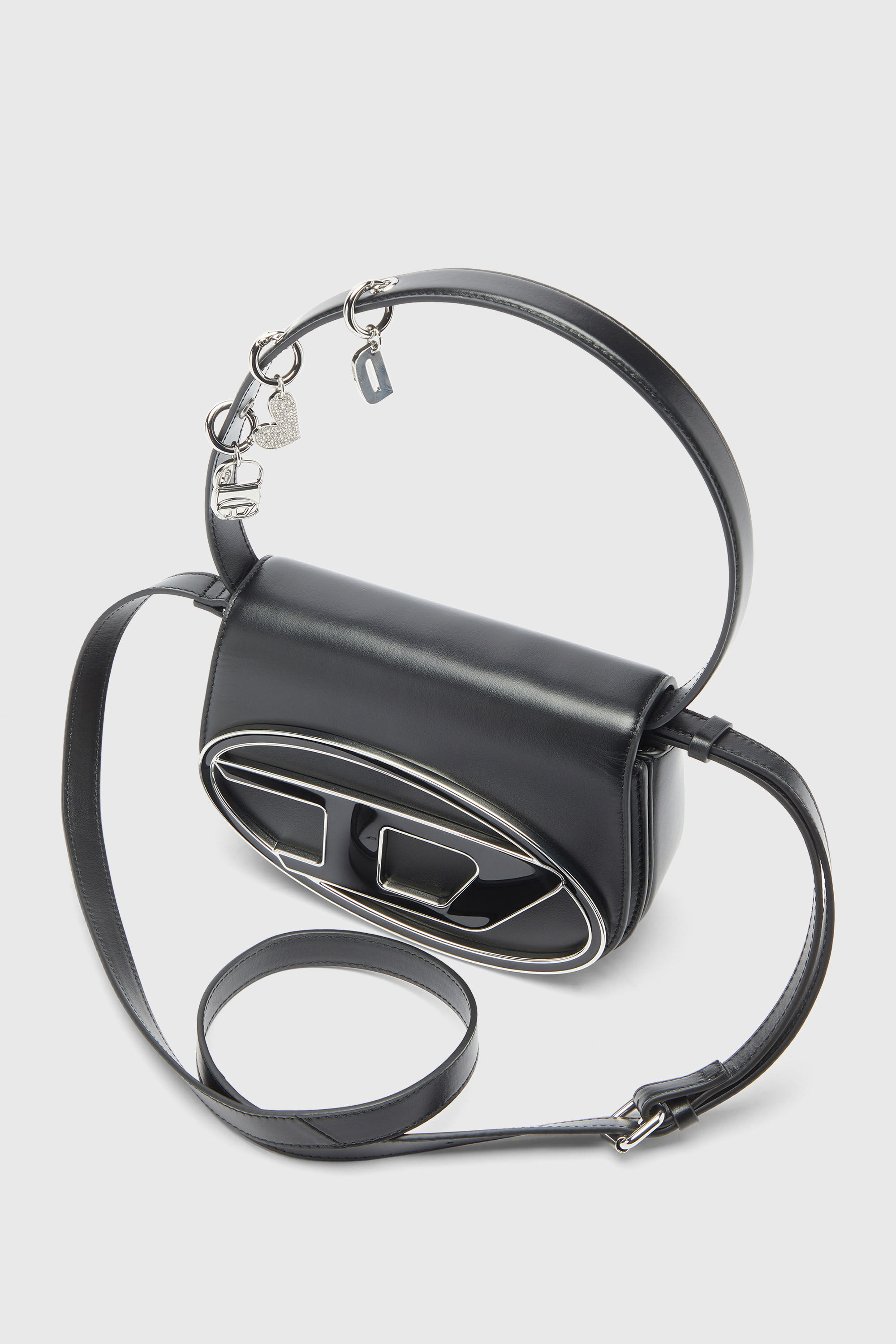 Diesel - 1DR, Woman's 1DR -Iconic shoulder bag in leather with handle charms in Black - 6