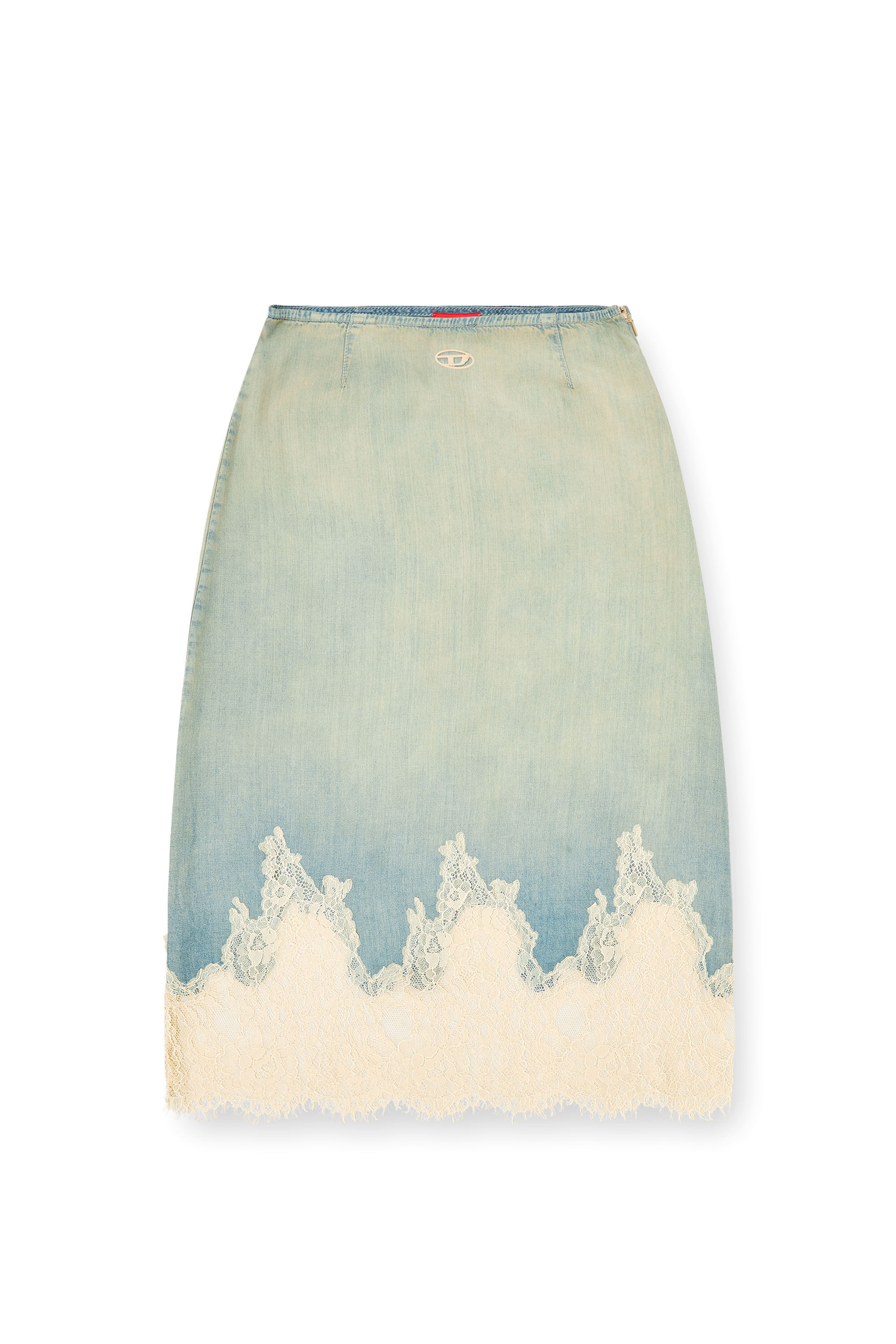 Diesel - DE-MERSY-S, Woman's Midi skirt in denim and lace in null - 2