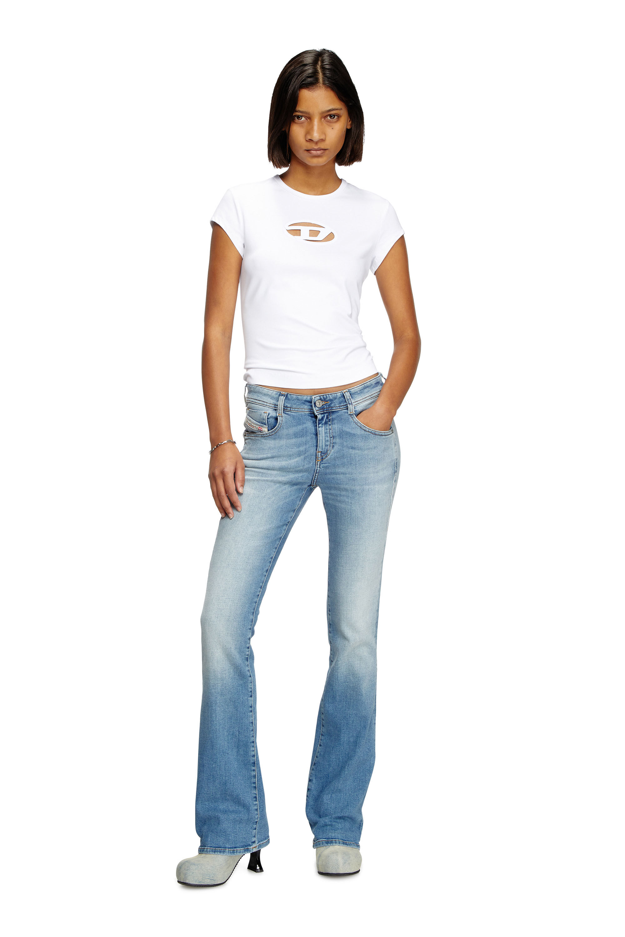 【★超目玉】 D cut-out with T-shirt Cotton Woman: T-ANGIE logo Diesel | トップス