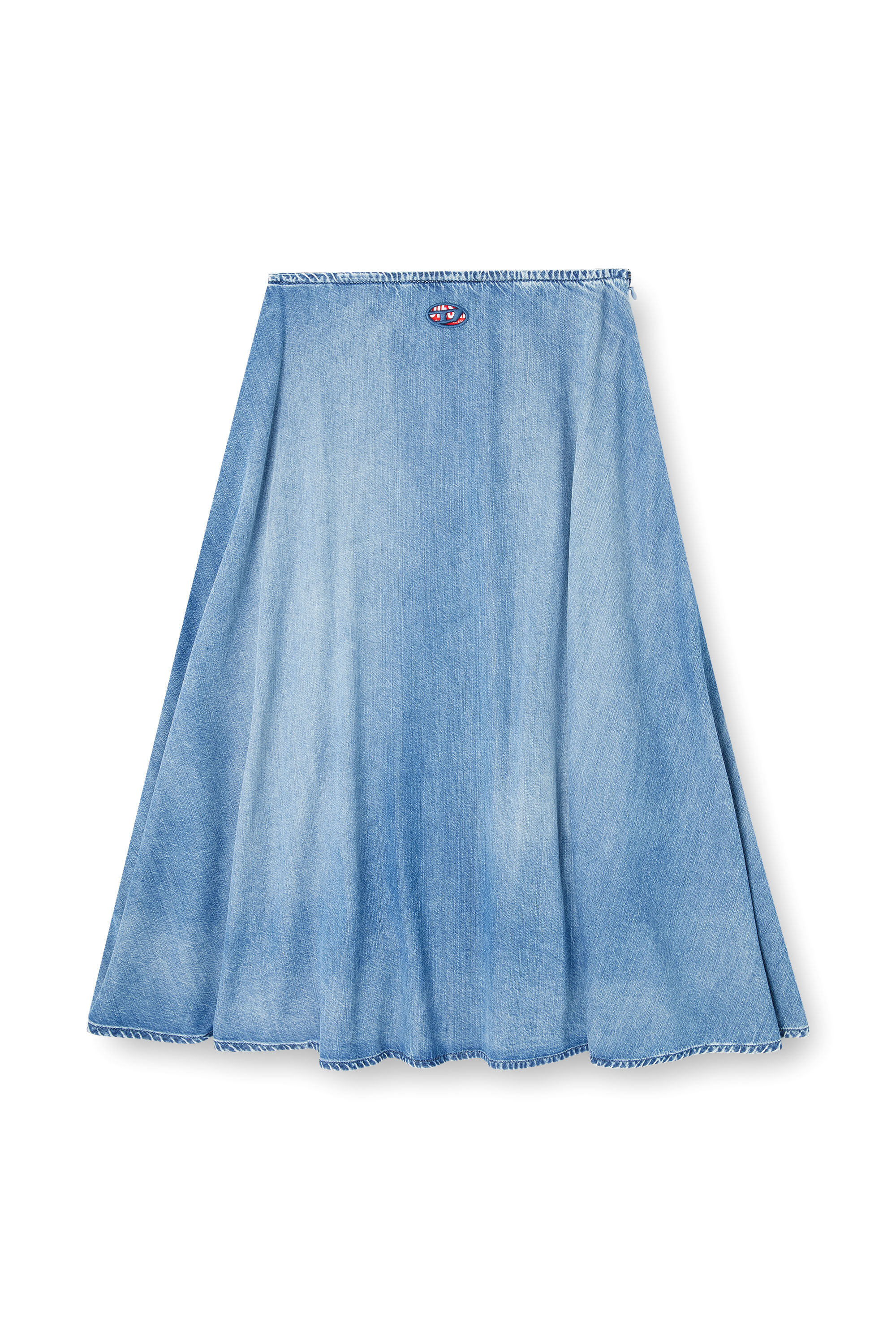 Diesel - DE-ANNIE-S3, Woman's Full skirt in fluid denim in Light Blue - 2