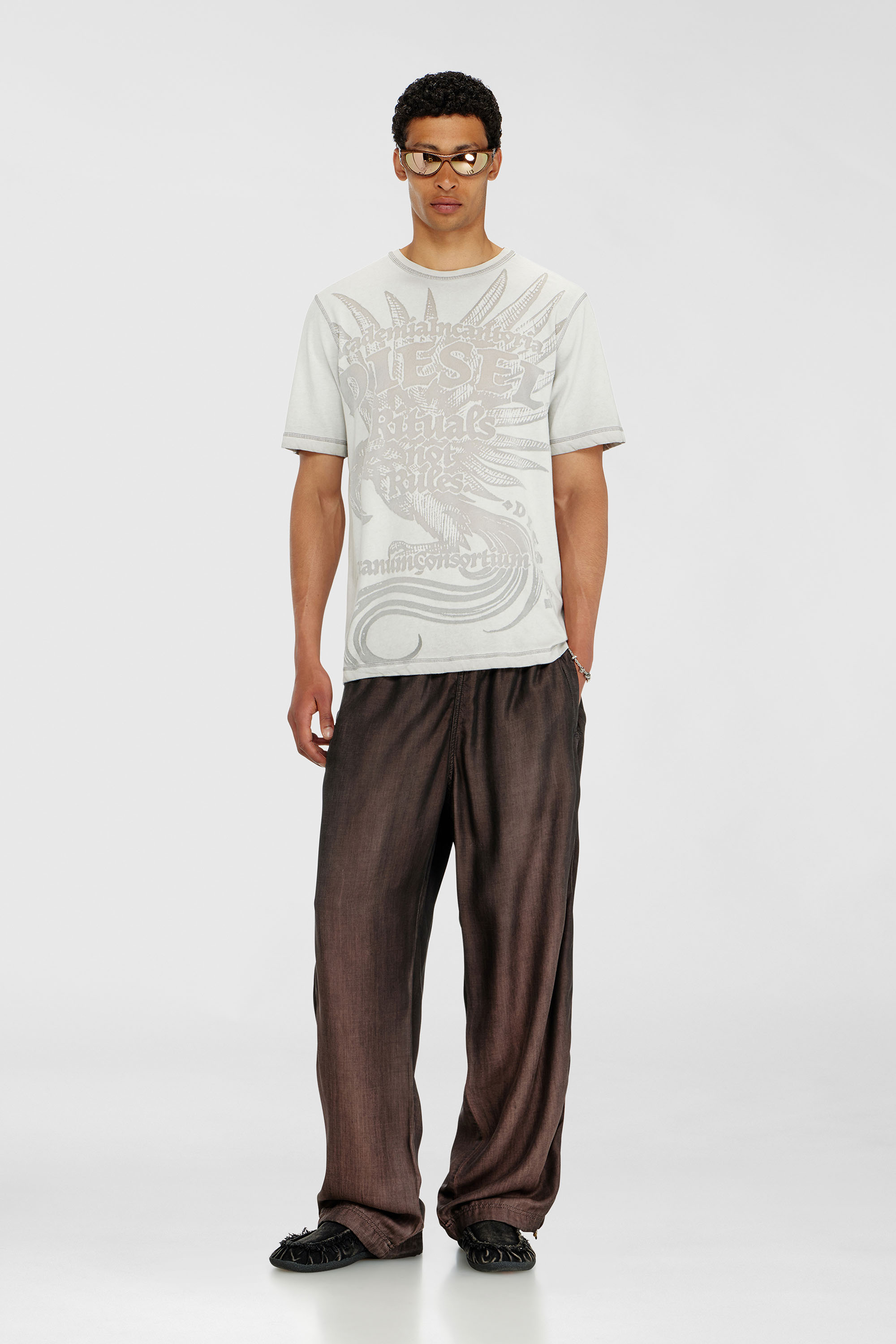Diesel - T-RAWJUST-AA1, Man's Jersey T-shirt with embossed graphic in Light Grey - 2