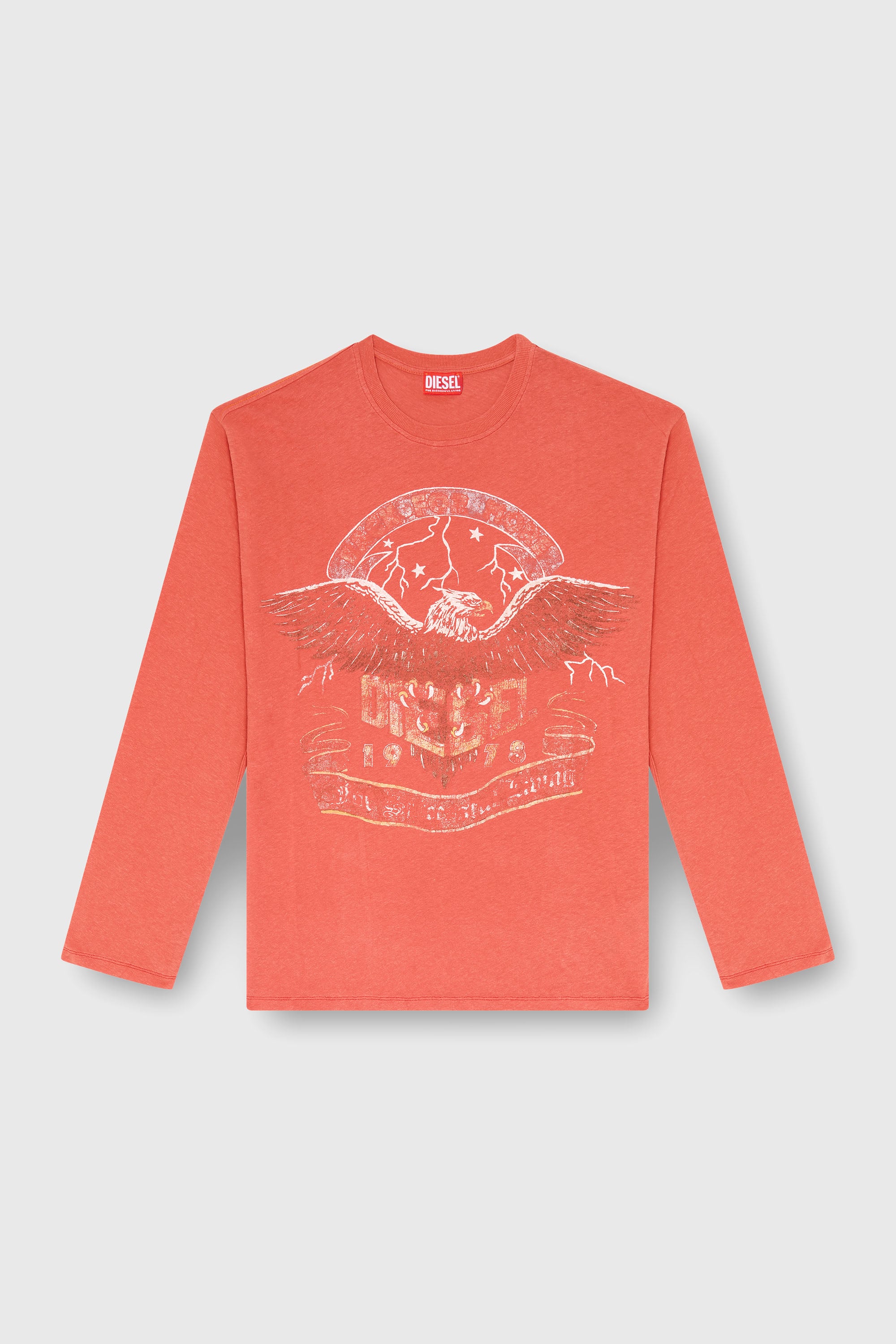 Diesel - T-GERI-LS, Man's Long-sleeve T-shirt with concert graphics in Coral Rose - 2
