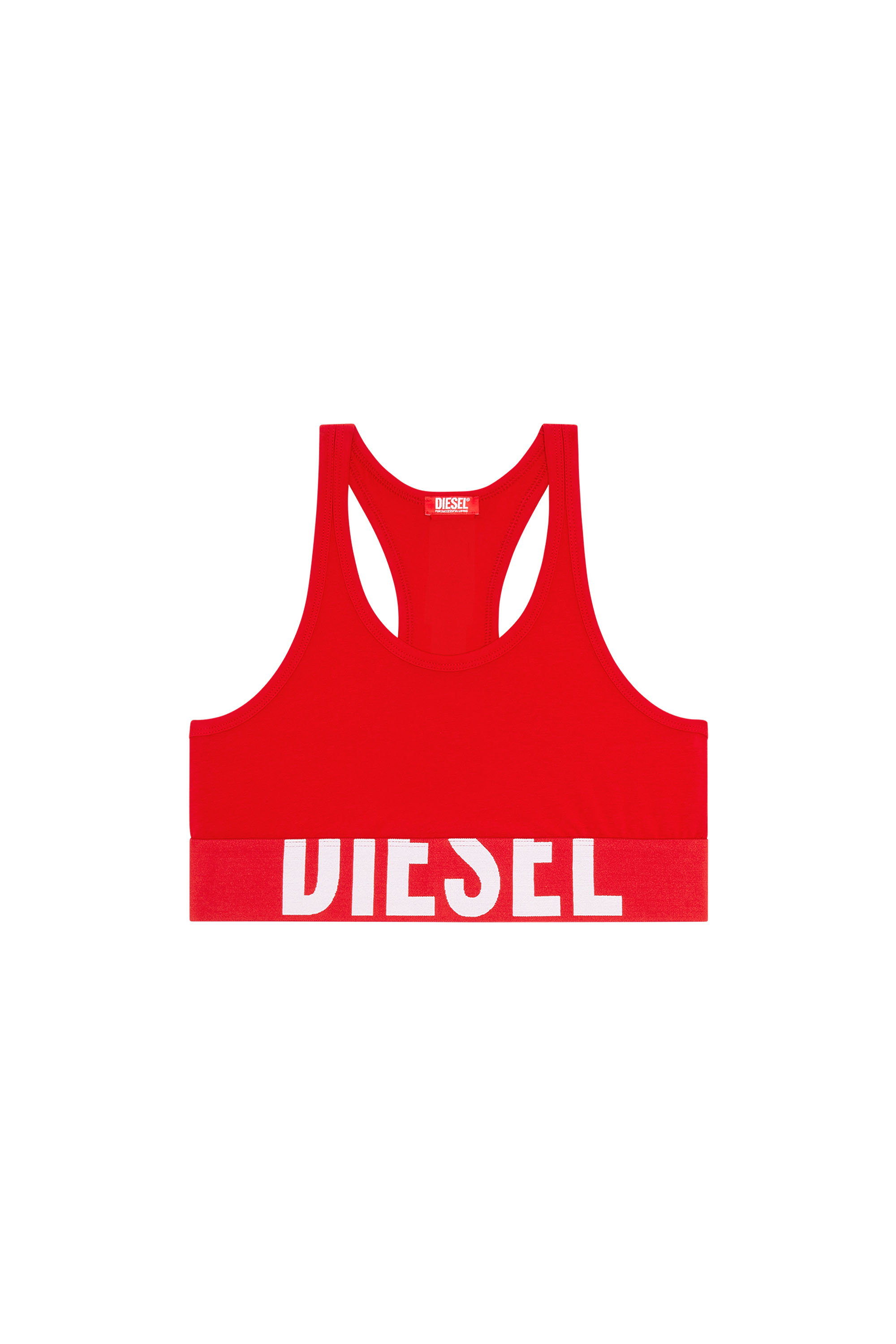 Diesel - UFSB-COTTON-RACE-BRALETTE-XL, Woman's Bralette with cut-off logo in Red - 4