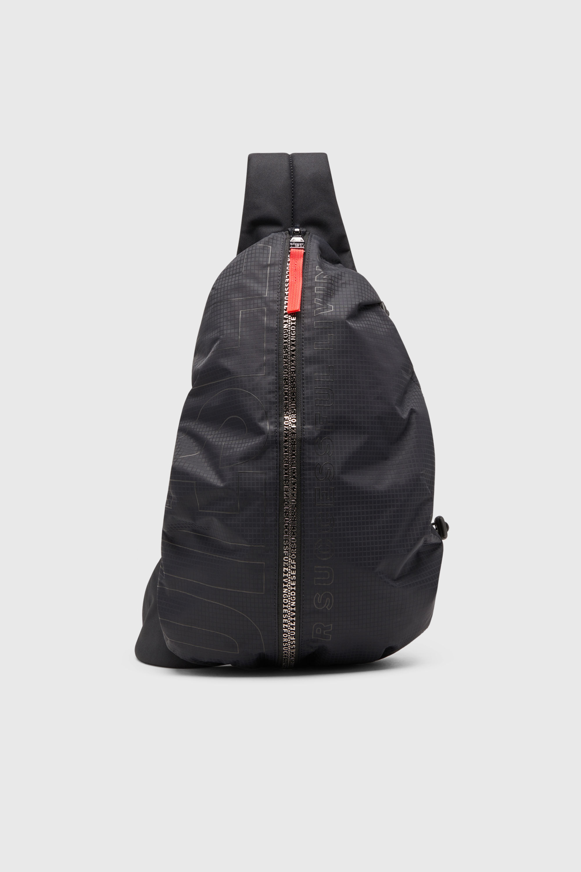 Diesel - ZIP-D SLING BAG X, Man's Zip-D-Sling backpack in check-jacquard shell in Black - 2