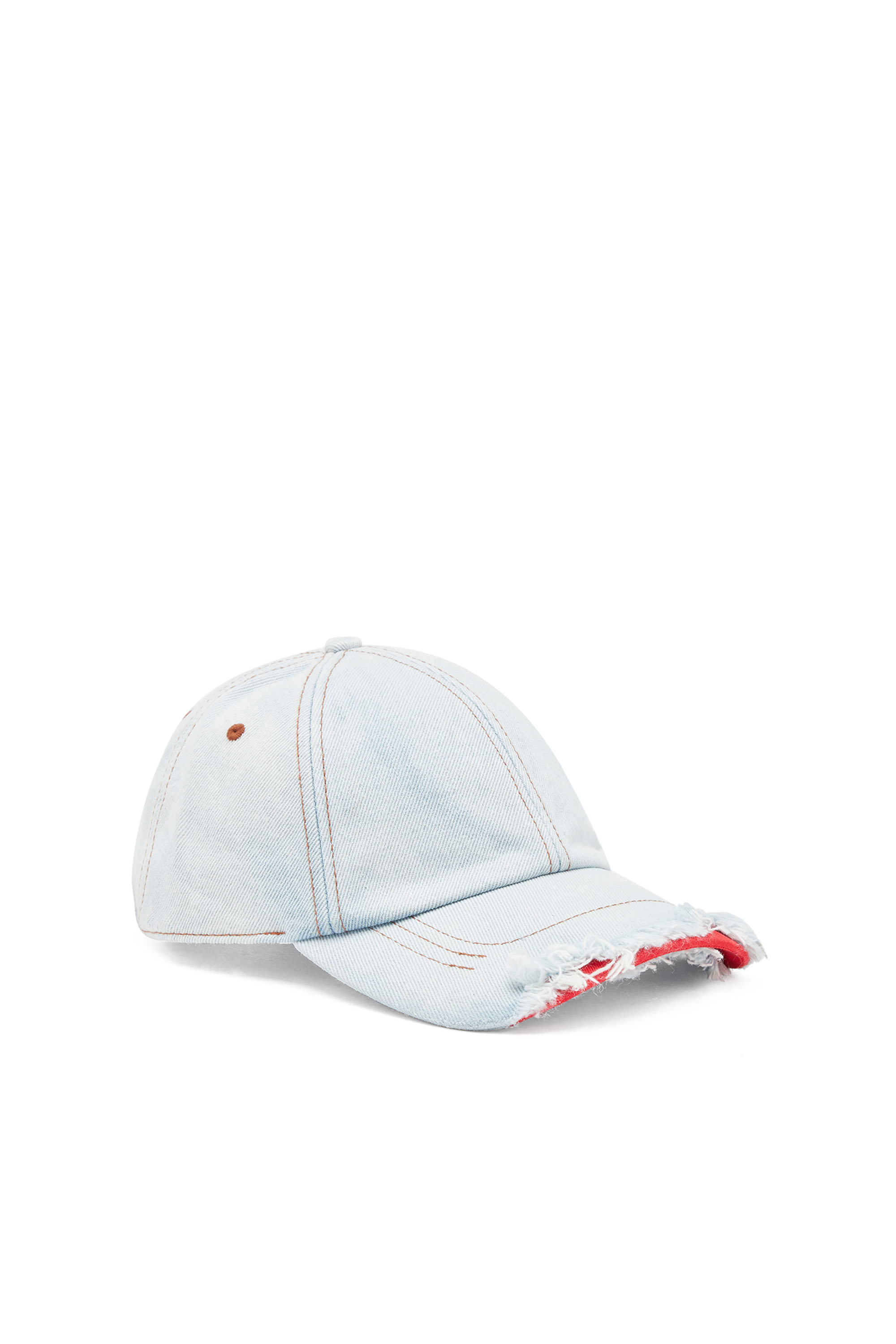 Diesel - C-REEP-1, Man's Denim baseball cap with frayed peak in Light Blue - 1