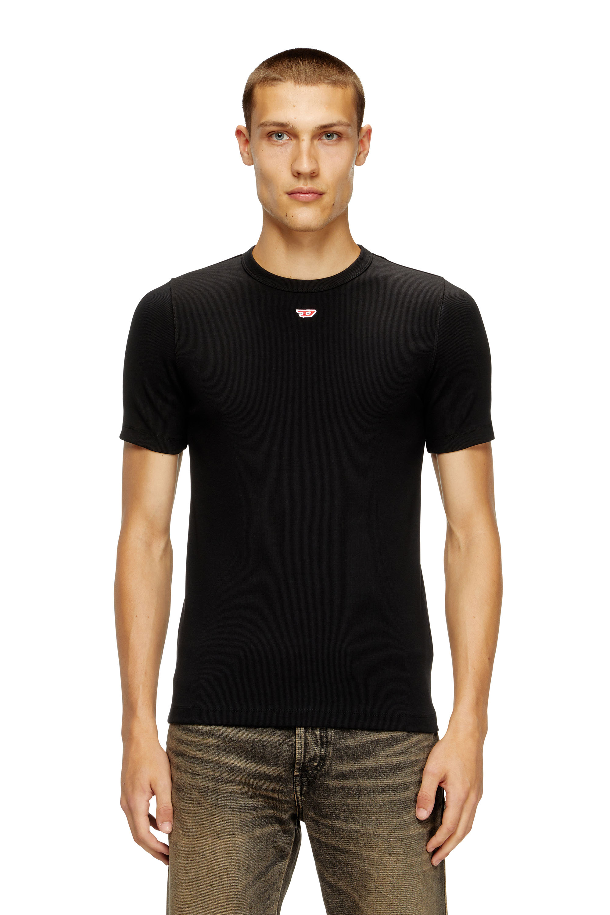 Diesel - D-RIBBER-N, Man's T-shirt with D patch in Black - 3