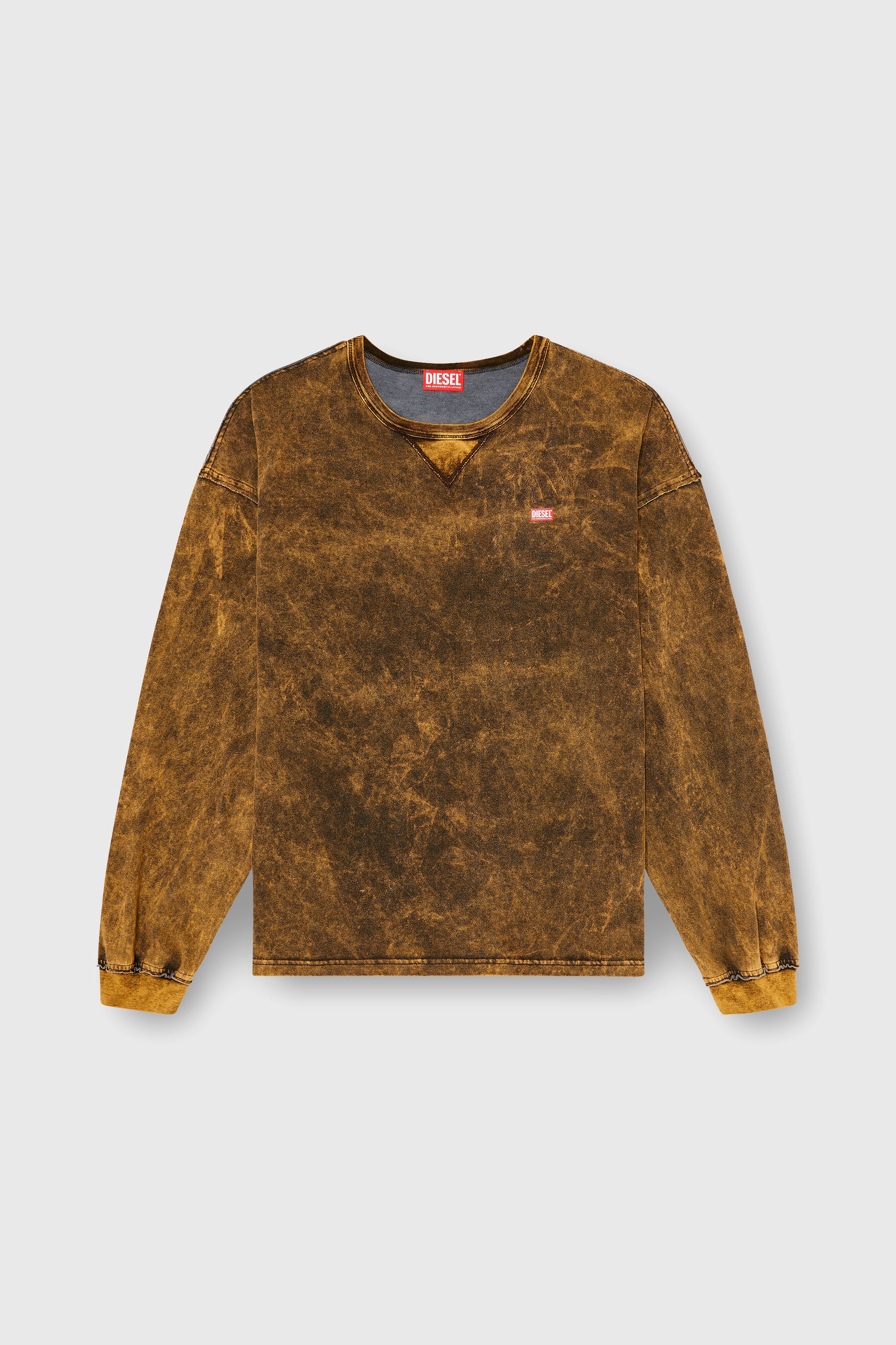 Diesel - T-BOXT-LS-RAW, Man's Acid-wash long-sleeve T-shirt with frayed details in Brown - 2