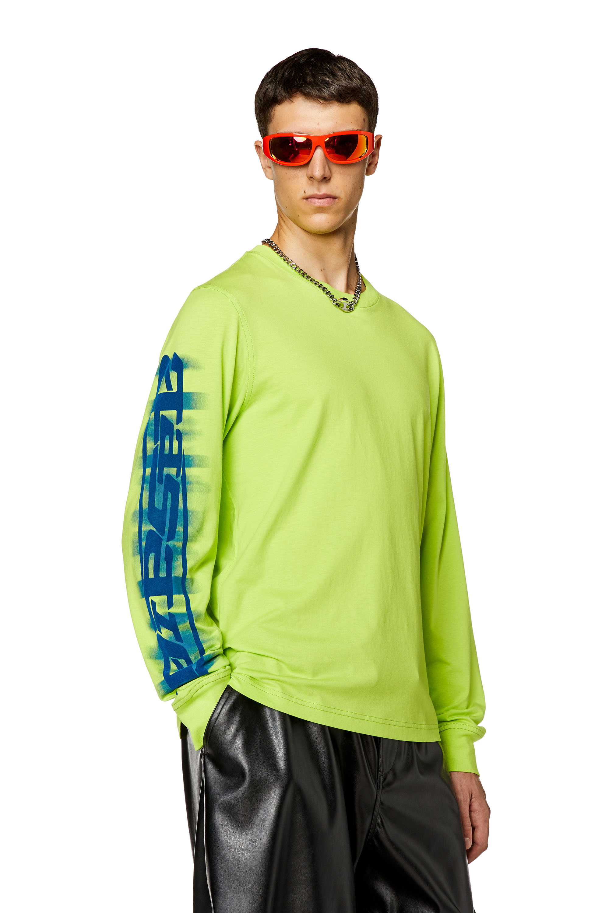 Diesel - T-JUST-LS-SLITS-N2, Green Fluo - Image 1
