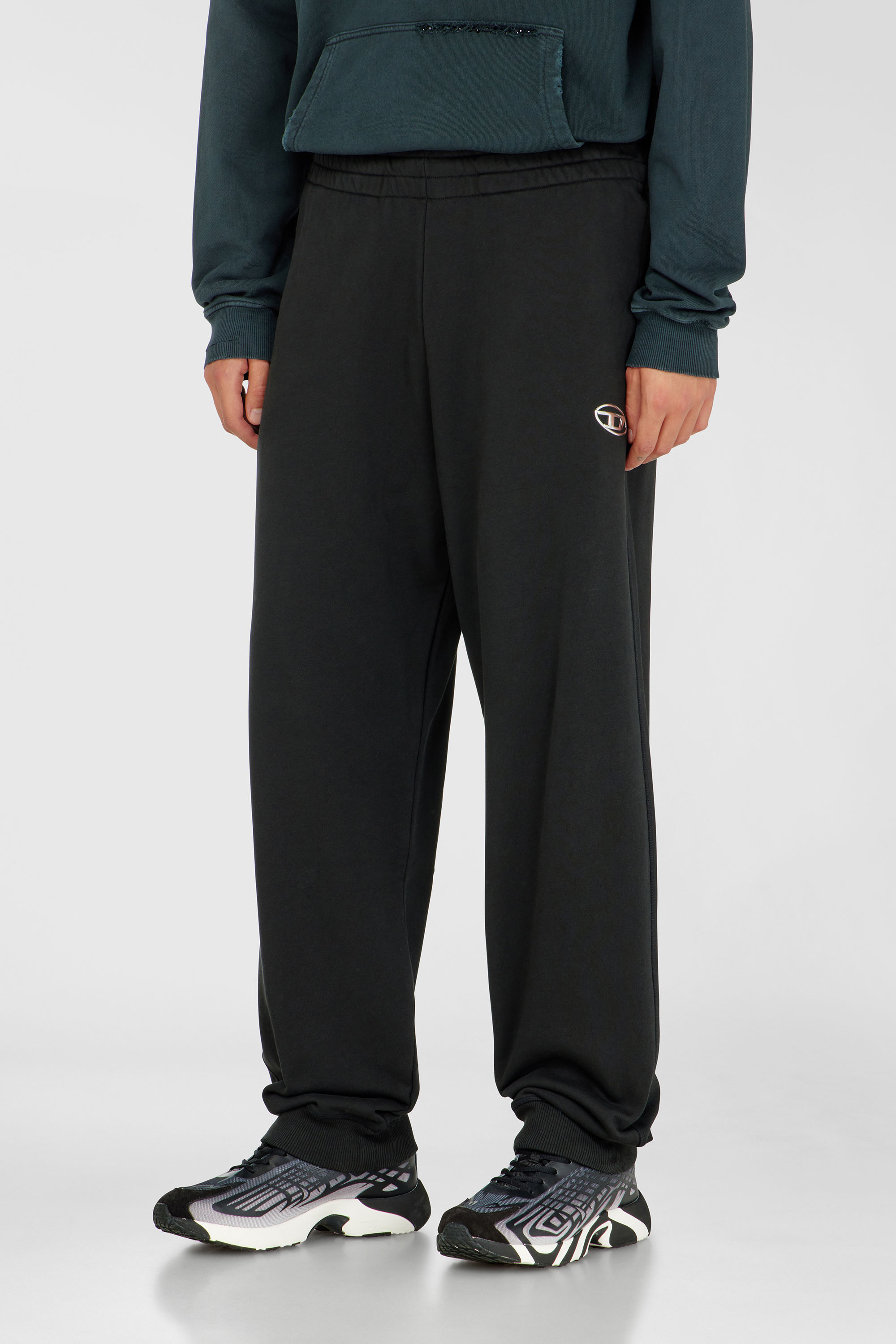 Diesel - P-MARKY-IOD, Man's Cotton pants with metallic Oval D in Black - 1
