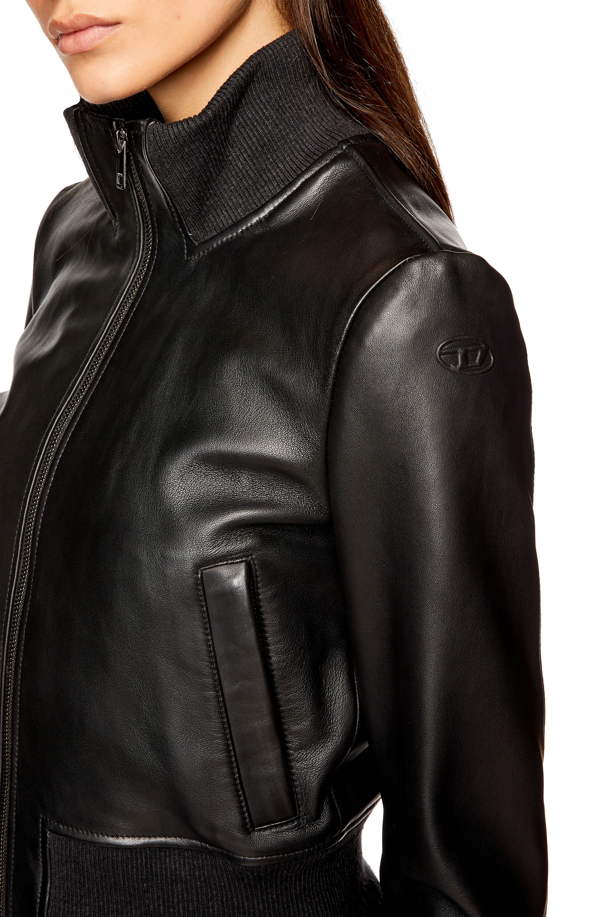 Diesel - L-HUNG, Woman's Bomber jacket in waxed leather in Black - 5