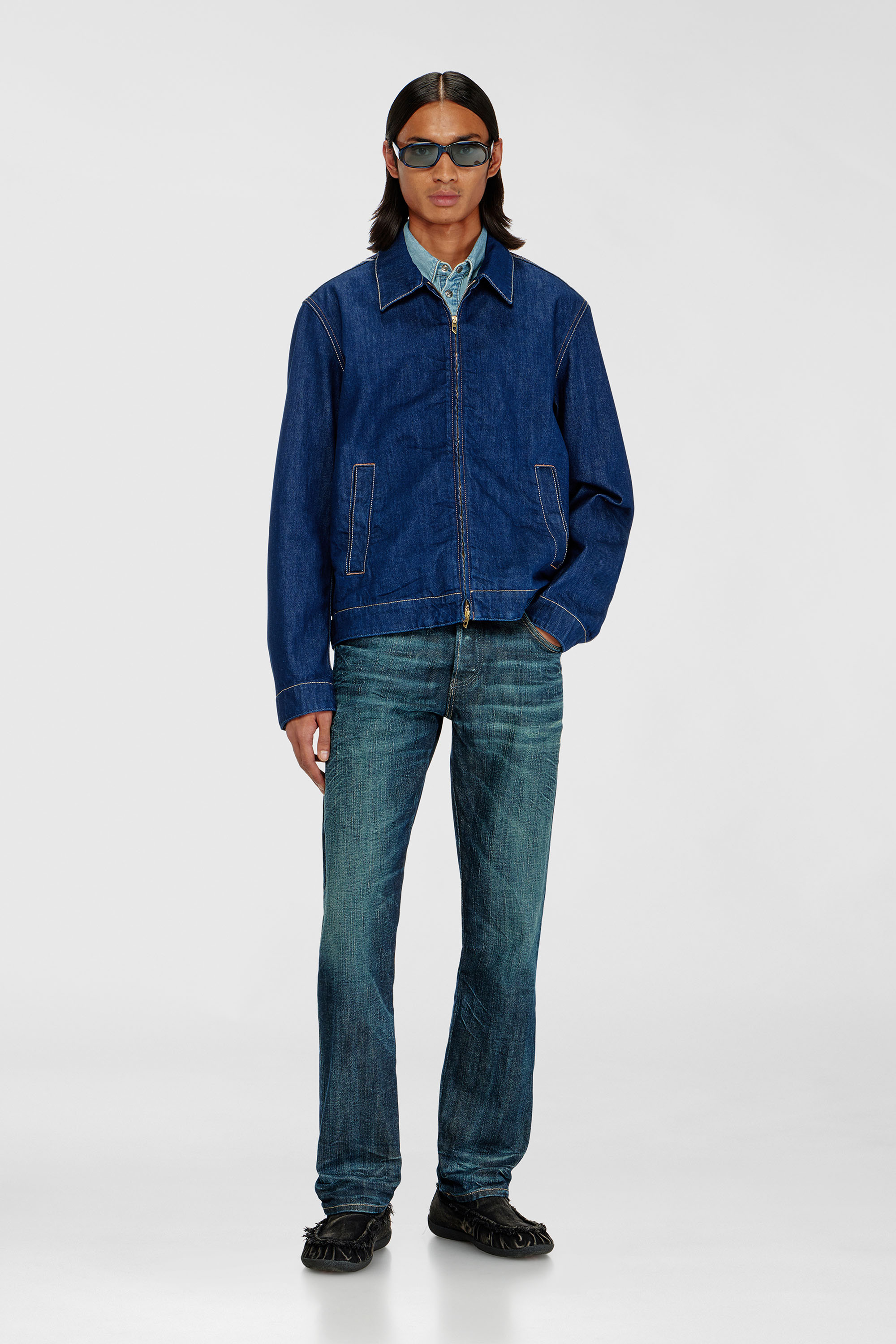 Diesel - D-ROHE, Man's Coach jacket in rinse denim in Medium blue - 2