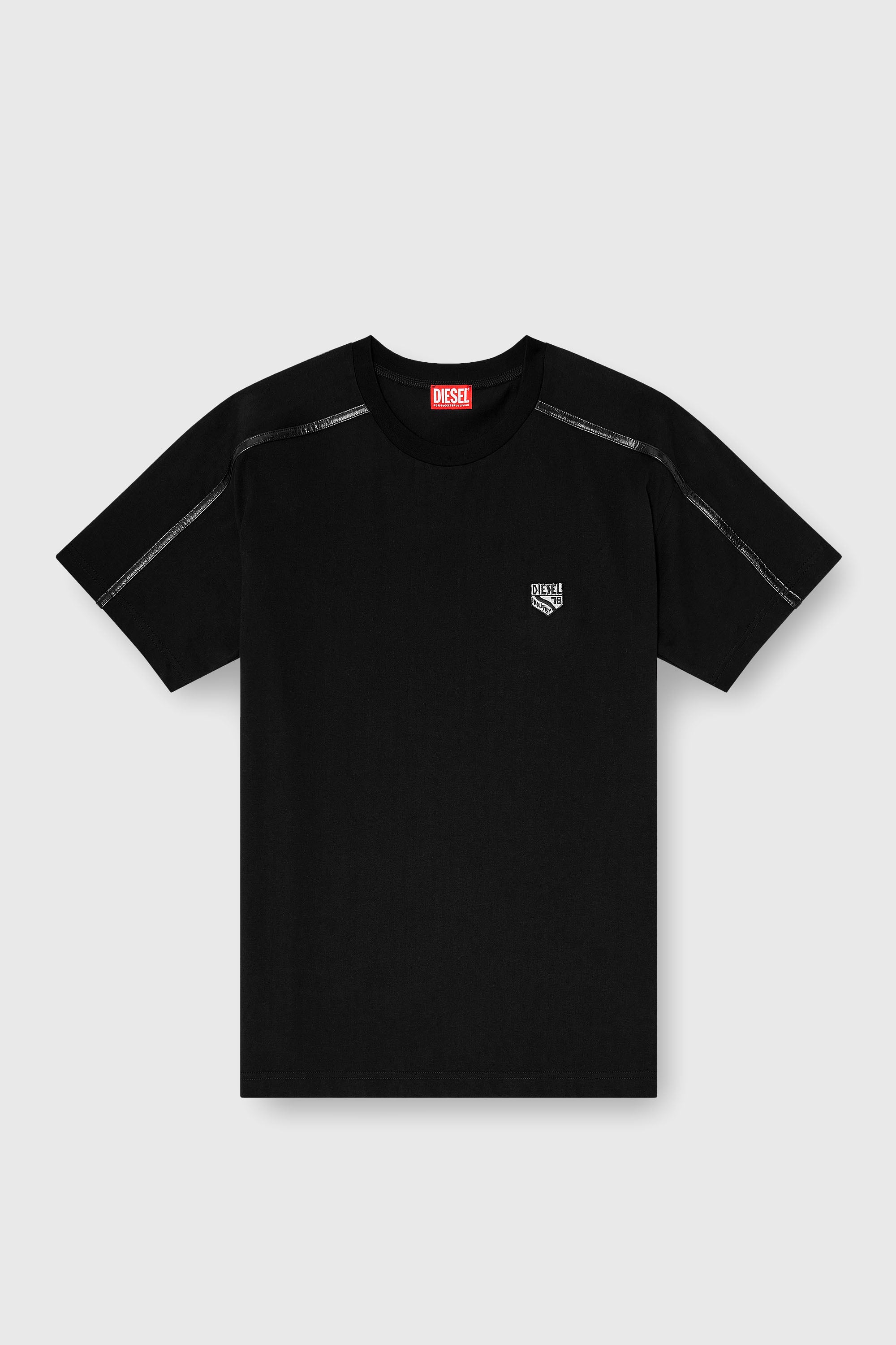 Diesel - T-NORM-FL, Man's T-shirt with contrast trims and logo patch in Black - 2