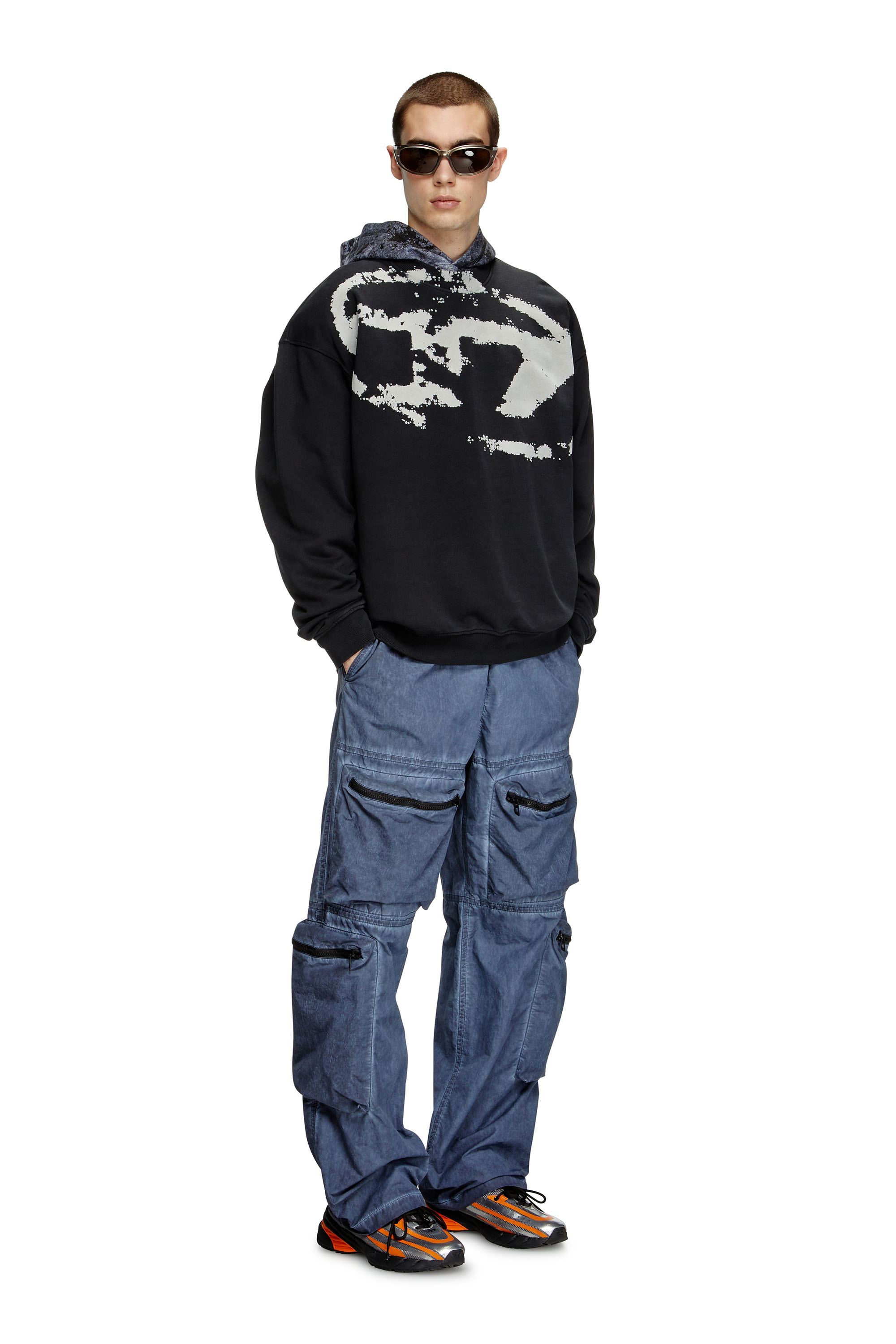 Diesel - S-BOXT-N5, Man's Sweatshirt with distressed flocked logo in Black - 1