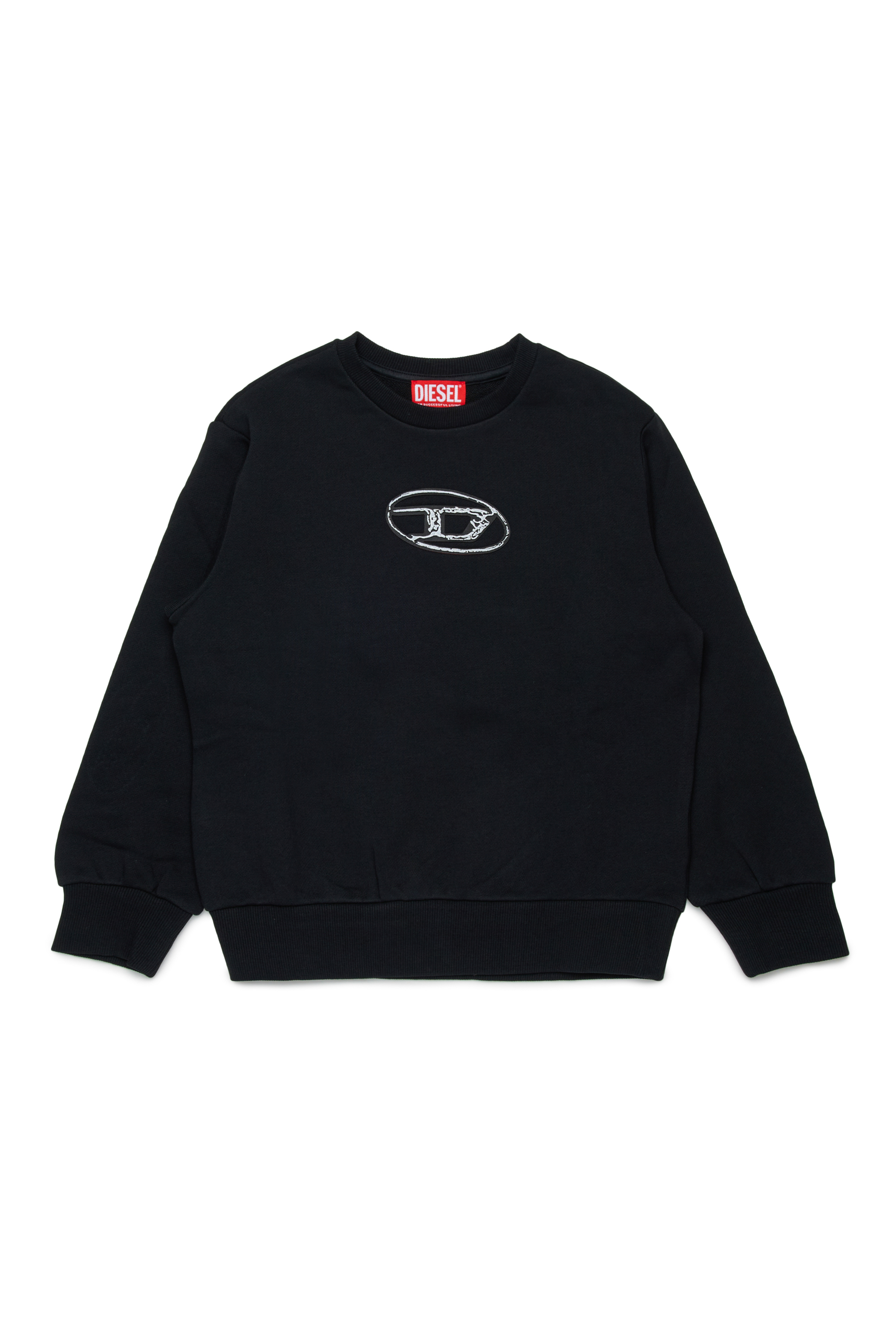 Diesel - SBOXTQ22 OVER, Man's Crew-neck cotton sweatshirt with Oval D logo in Black - 1