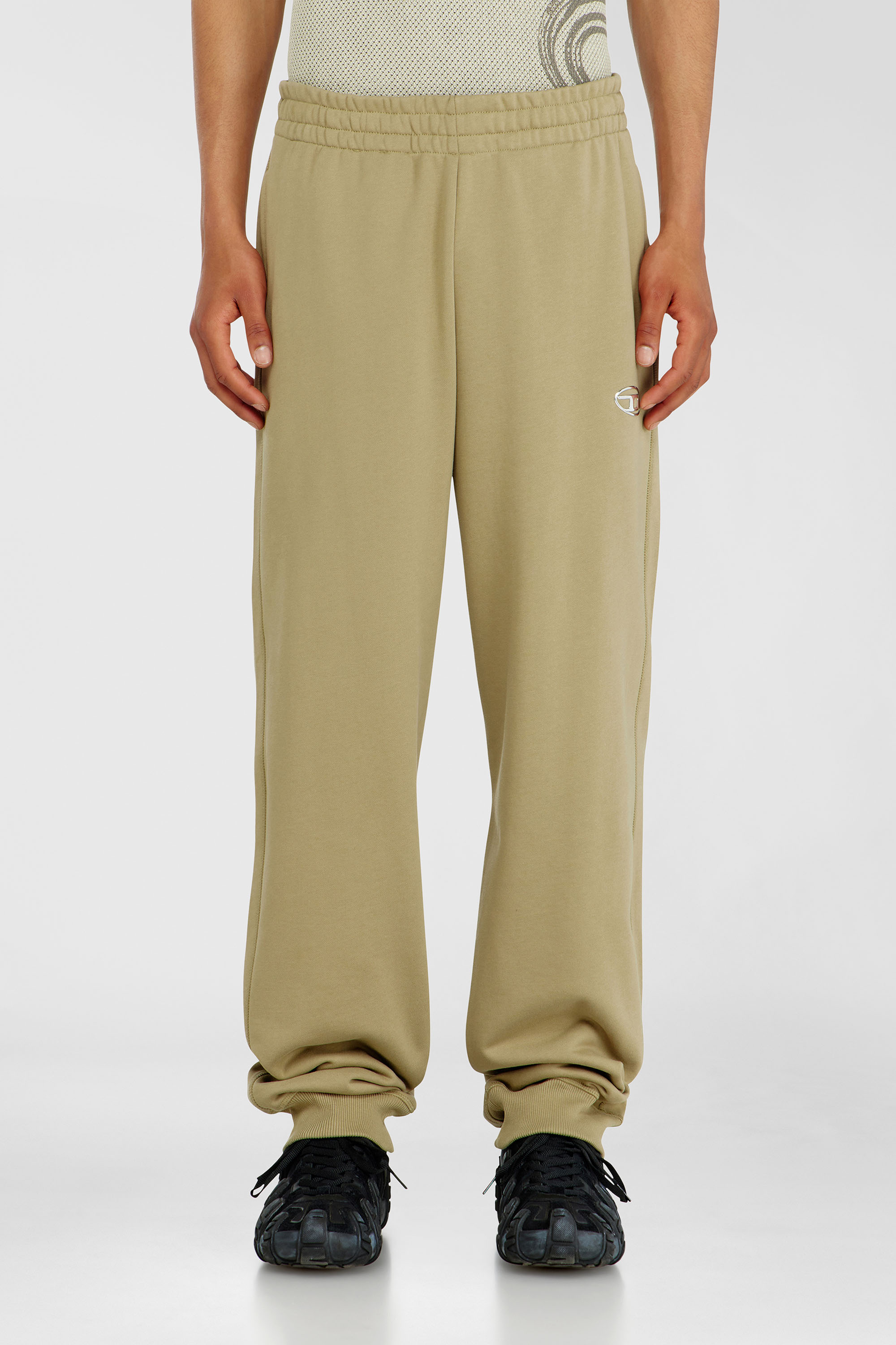 Diesel - P-MARKY-IOD, Man's Cotton pants with metallic Oval D in Beige - 1
