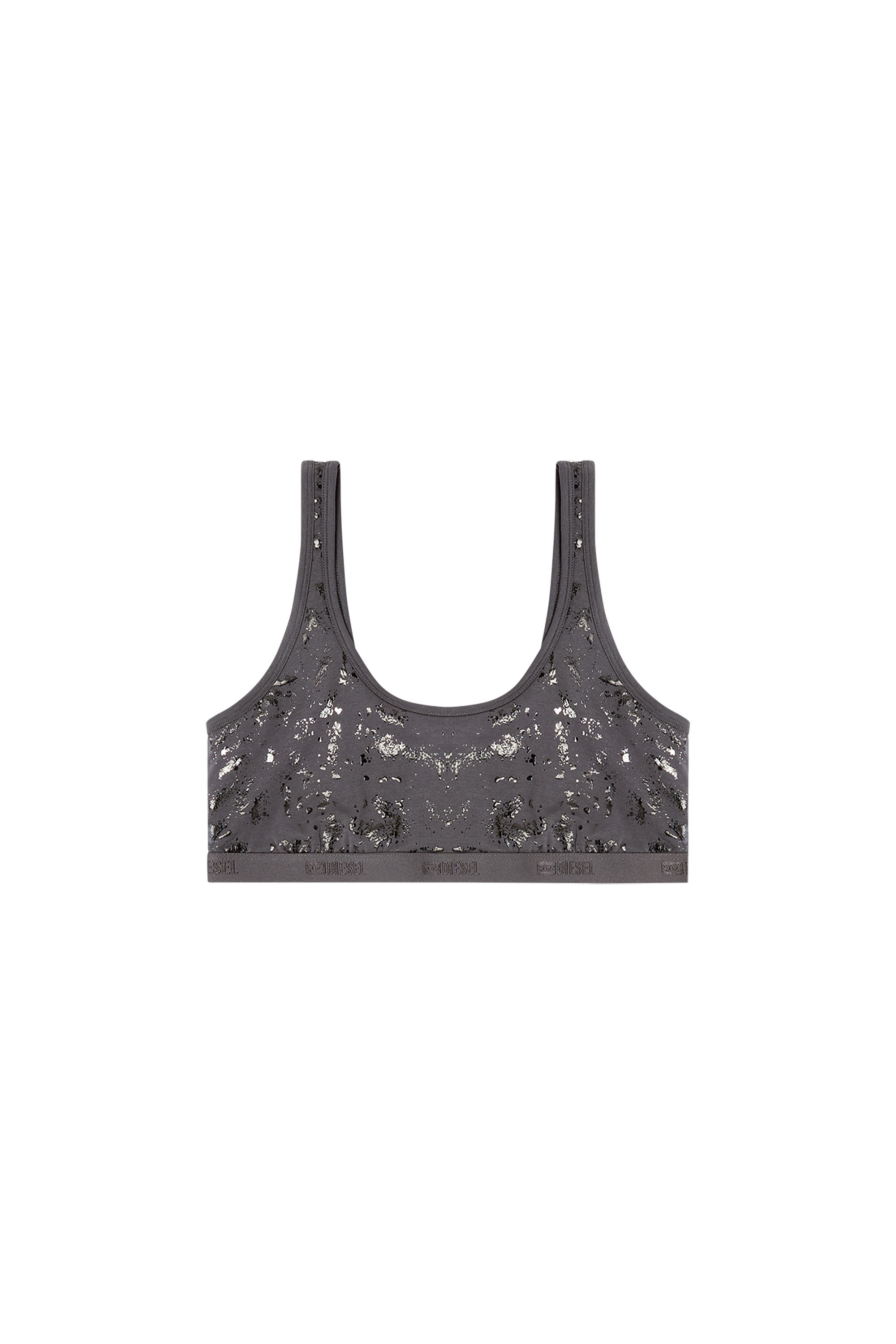Diesel - ORIBA-GFT, Woman's Stretch-cotton bralette with metallic print in Grey - 3