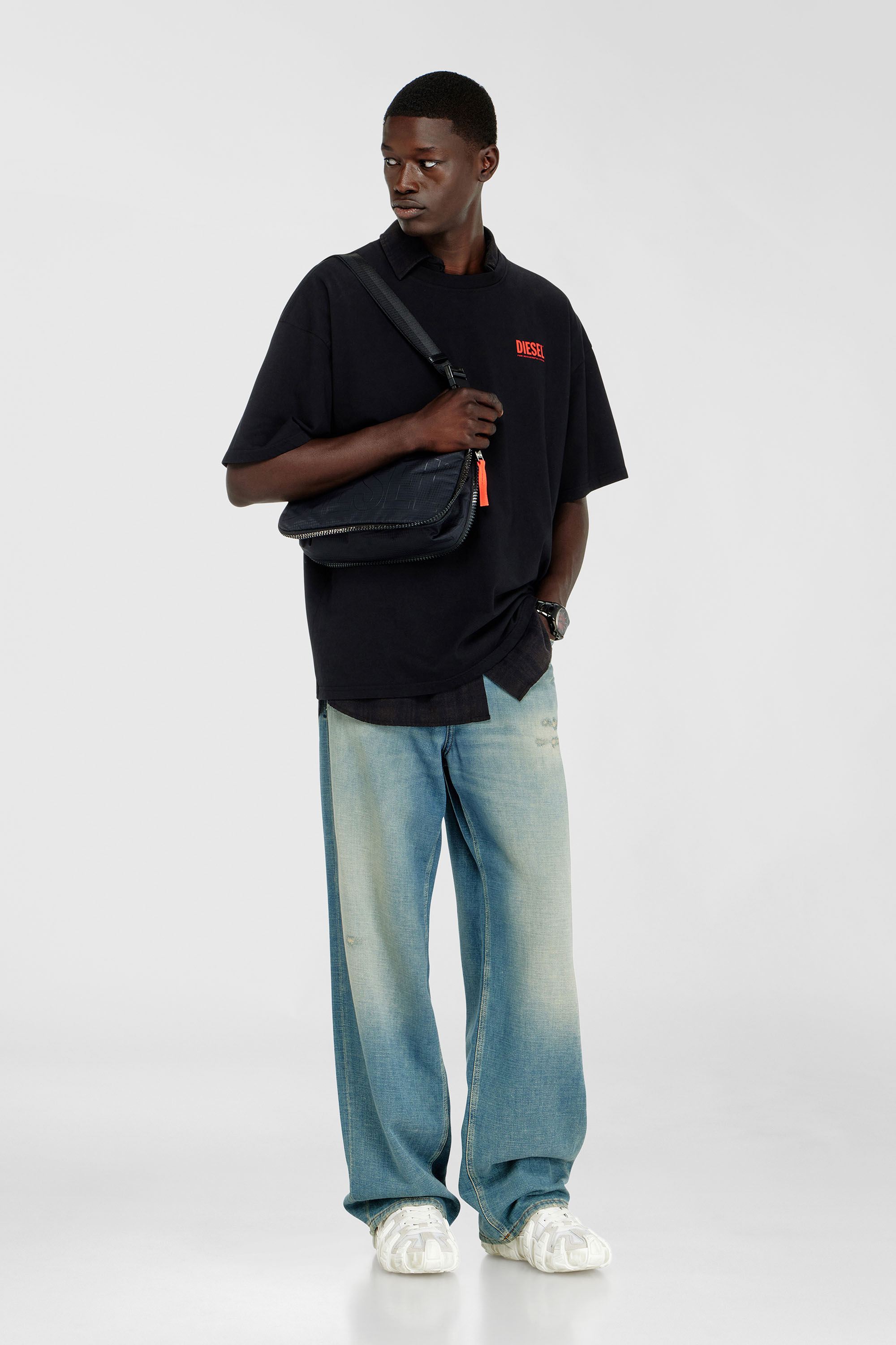 Diesel - T-BOXT-BISK, Man's Cotton T-shirt with Diesel Biscotto print in Black - 2