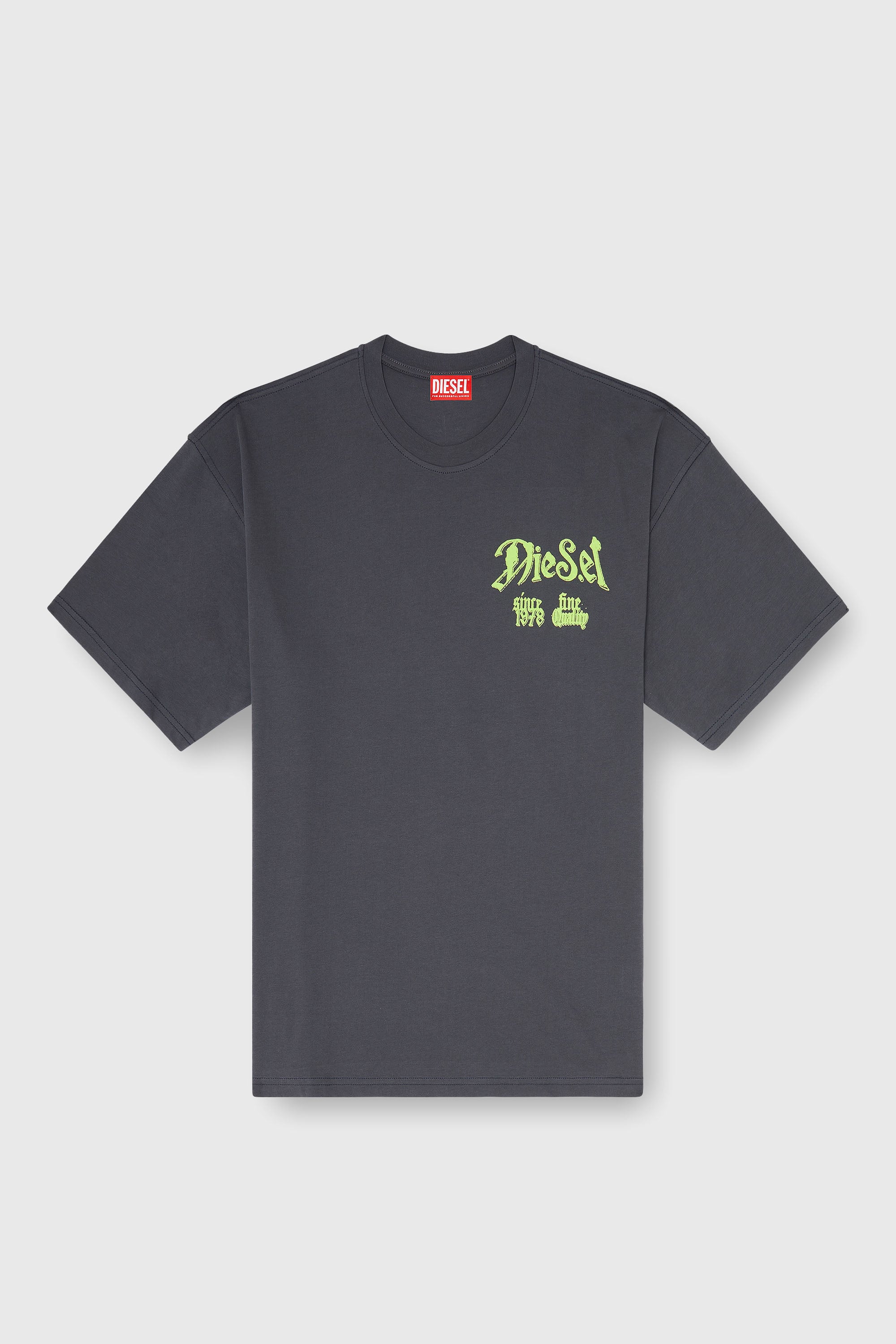 Diesel - T-BOXT-AA2, Man's Cotton T-shirt with flock graphic in Dark grey - 2