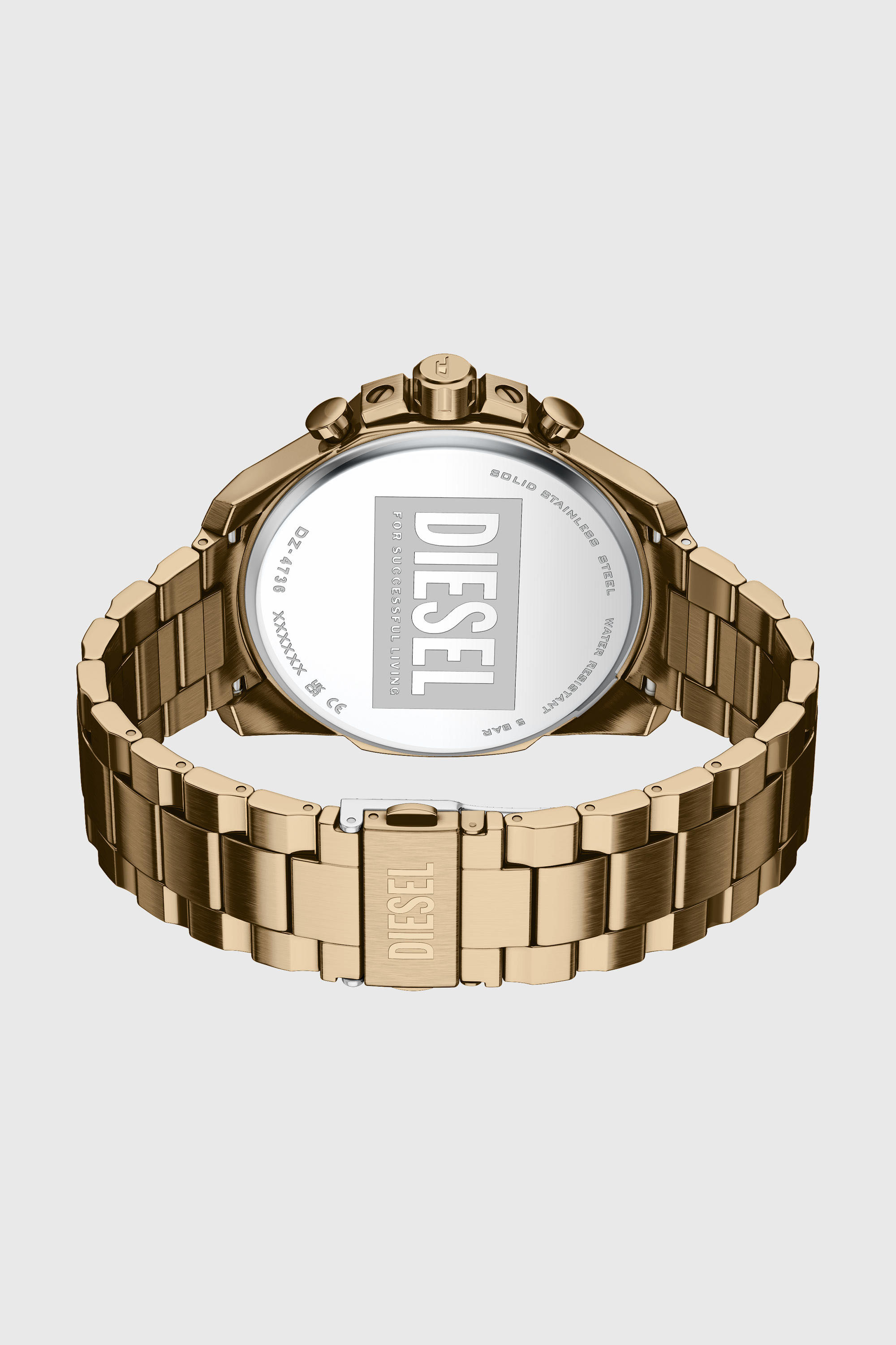 Diesel - DZ4736 WATCH, Man's Mega Chief Slim antique gold-tone stainless steel watch in Gold - 4