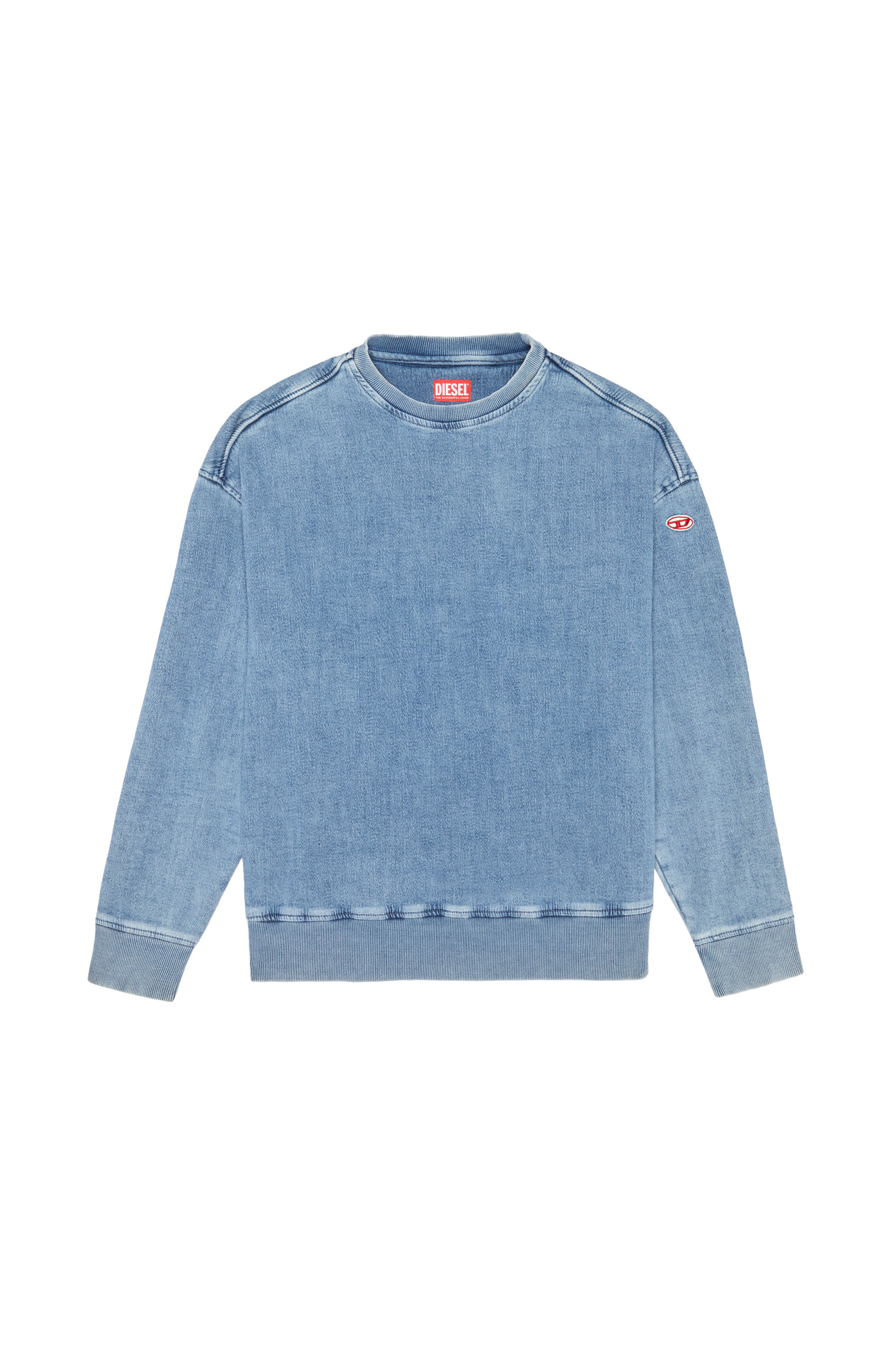Diesel - D-KRIB TRACK DENIM SWEATSHIRT, Light Blue - Image 6