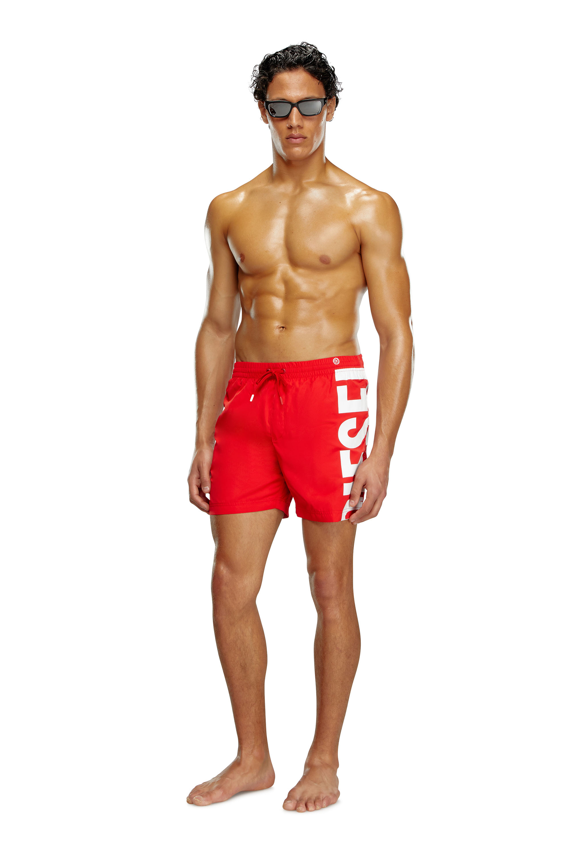 Diesel - BMBX-RIO-41, Man's Board shorts with side logo print in Red - 2