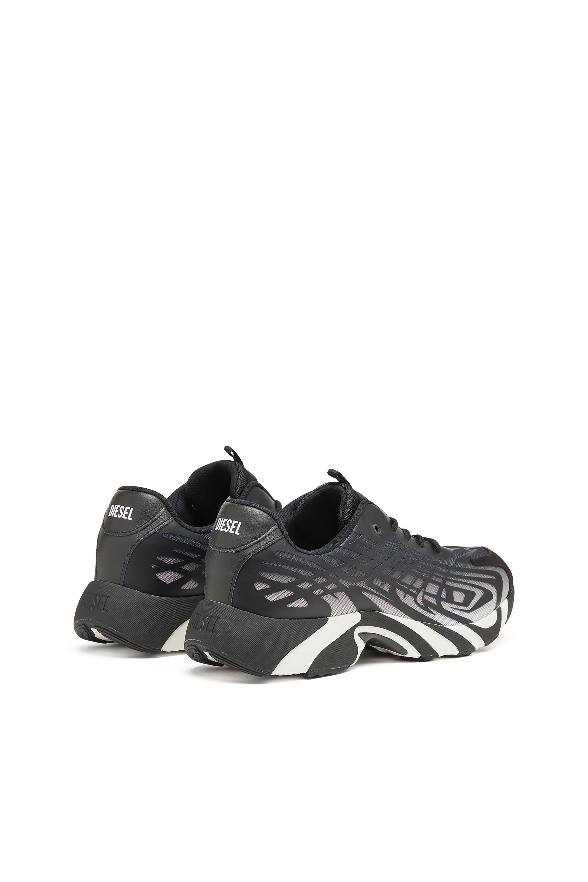 Diesel - S-D-VIT'S 500 LOW, Man's D-Vit-Sneakers in striped dégradé mesh in Black/White - 4