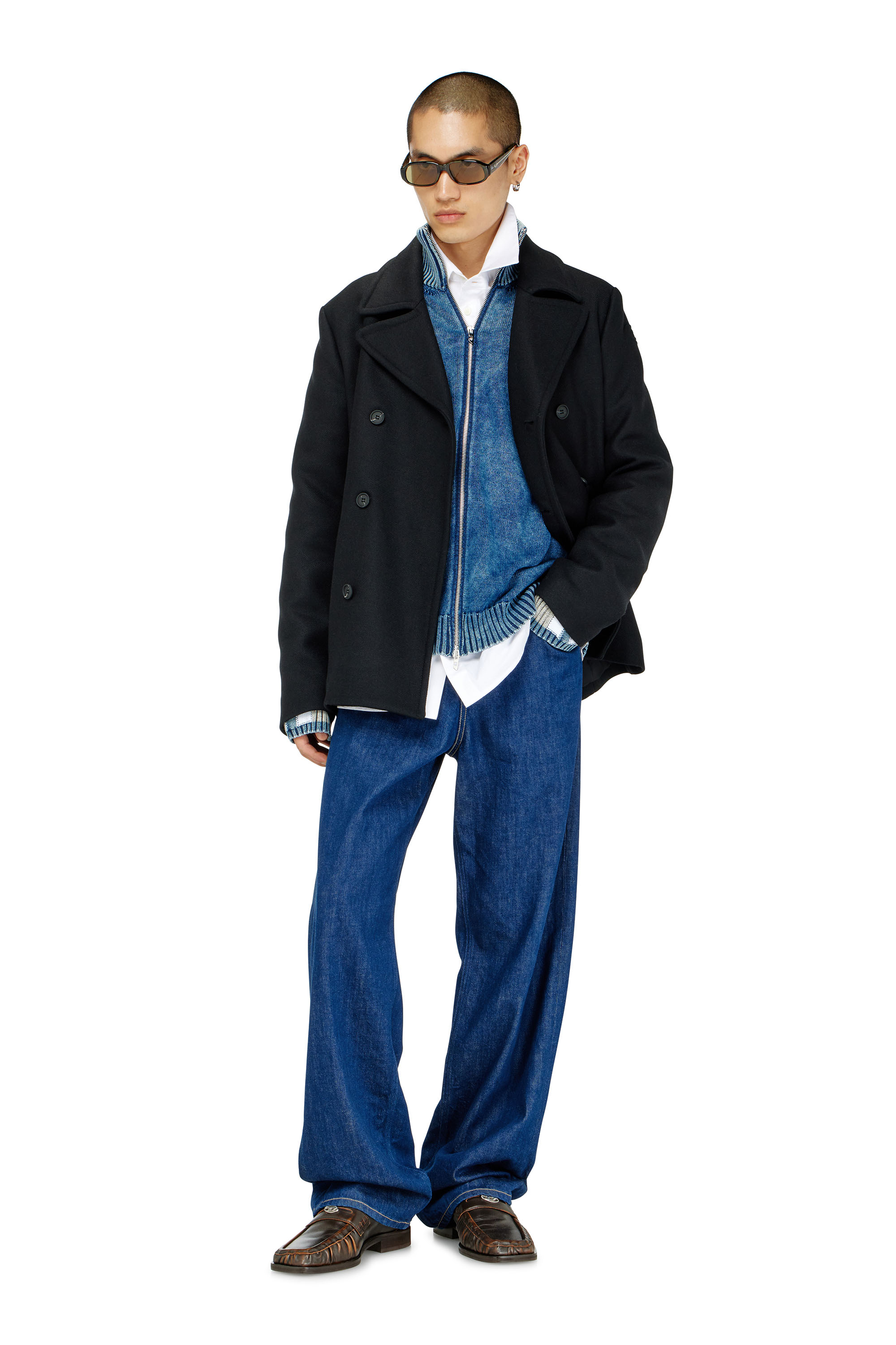 Diesel - W-HALEY-WRD, Man's Peacoat in felted wool blend in Black - 2