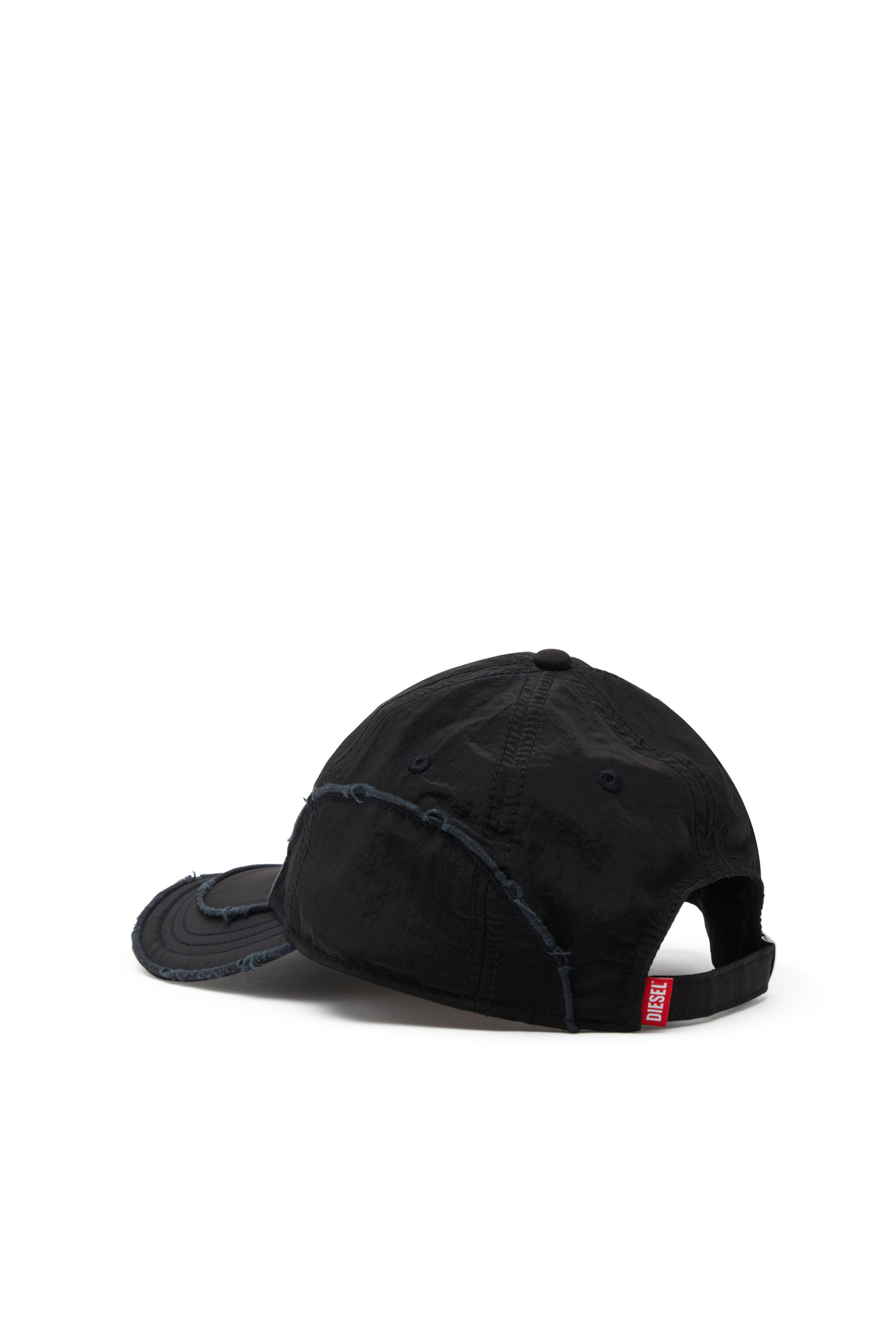 Diesel - C-ONNOR, Man's Crinkled nylon baseball cap with tonal D in Black - 2