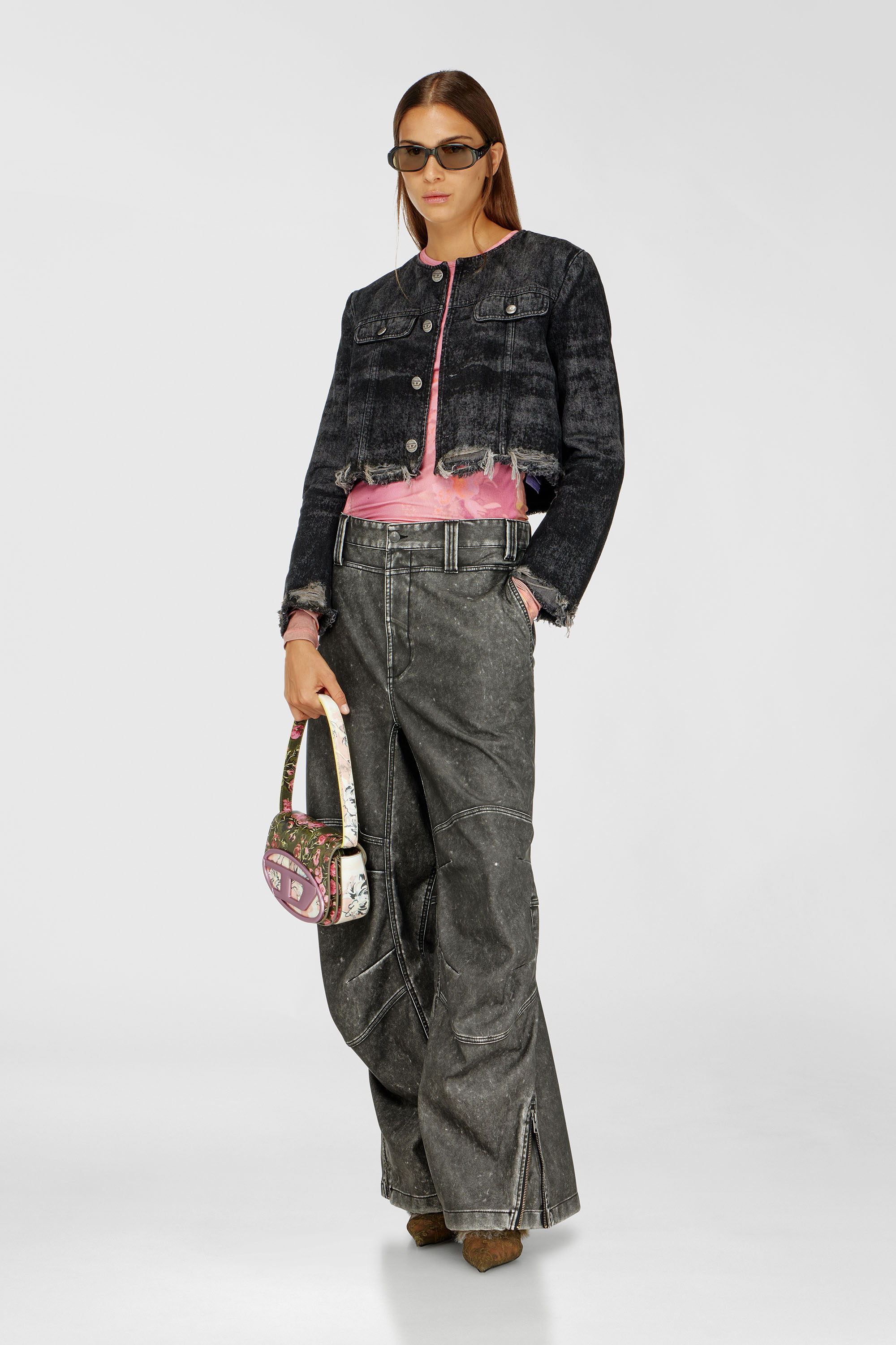 Diesel - DE-GRAFFY-FSH, Woman's Jacket in lasered cotton-hemp denim in Black - 2